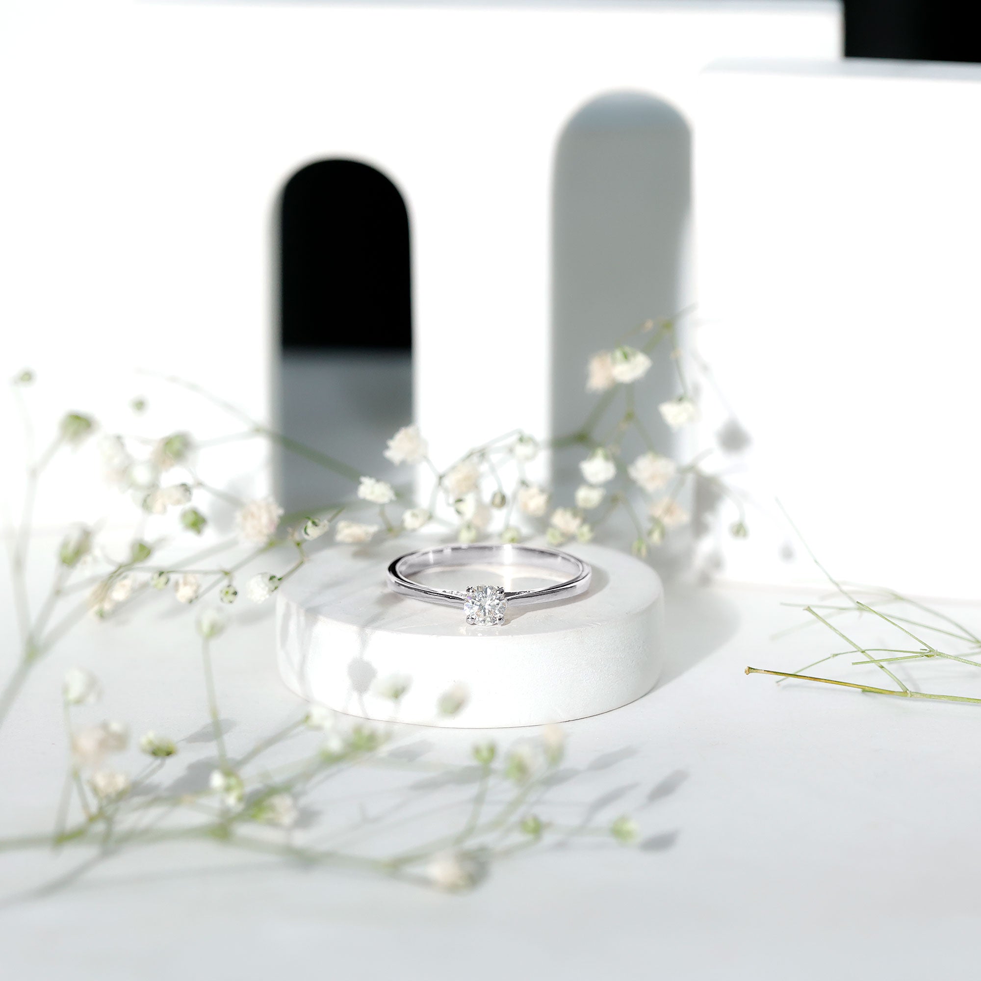 Minimal Round Lab Grown Diamond Solitaire Ring Lab - ( EF-VS ) - Rosec Jewels