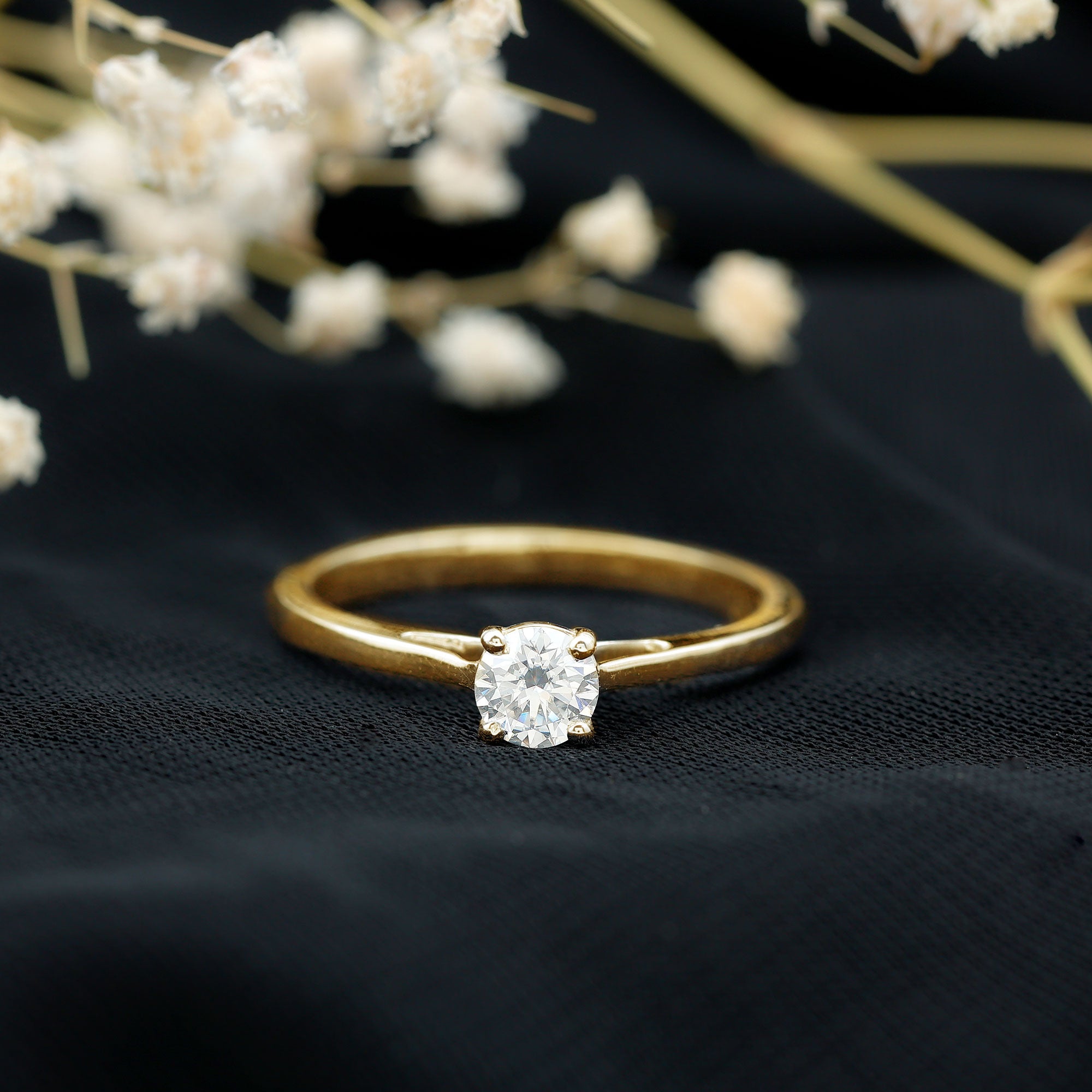 Minimal Round Lab Grown Diamond Solitaire Ring Lab - ( EF-VS ) - Rosec Jewels