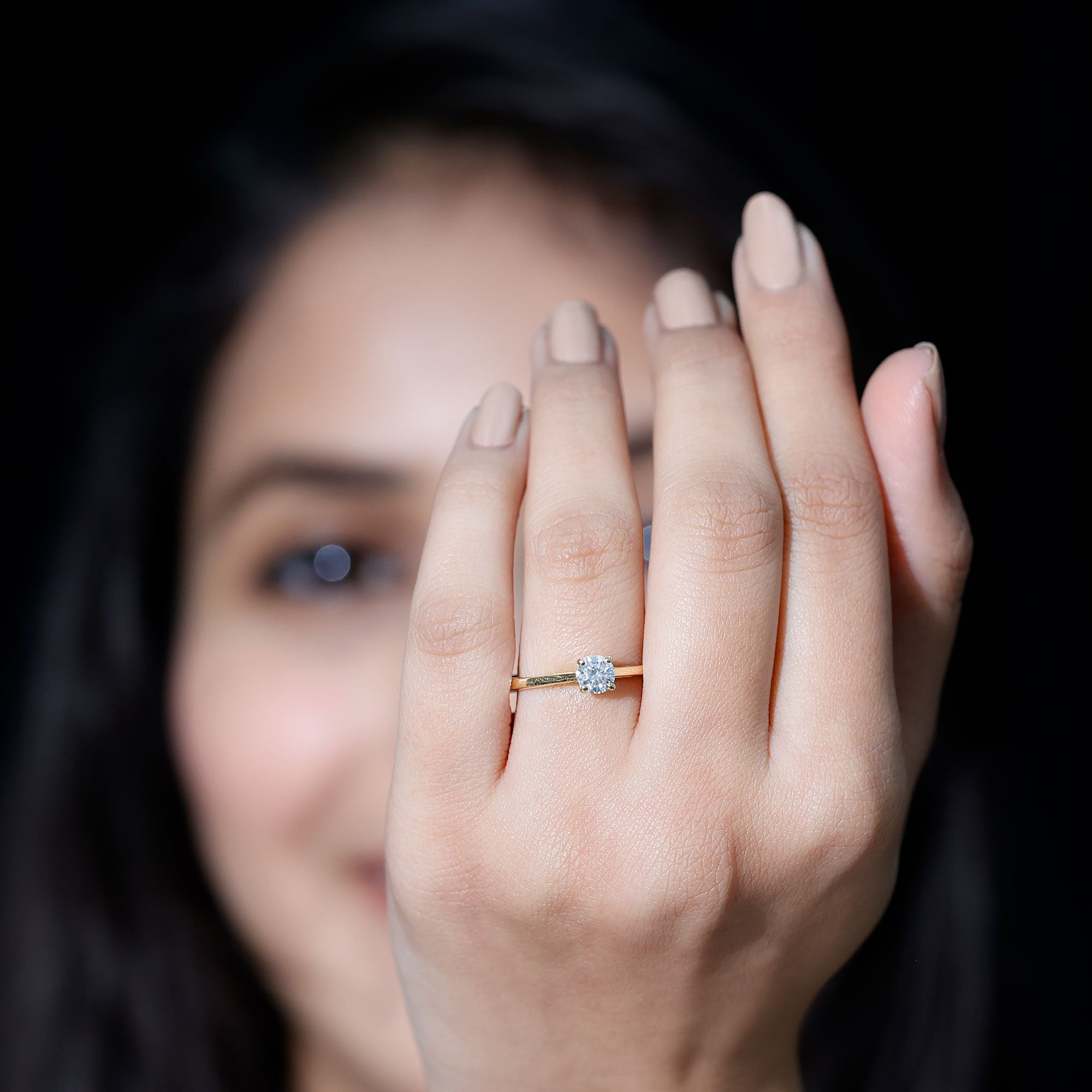 Minimal Round Lab Grown Diamond Solitaire Ring Lab - ( EF-VS ) - Rosec Jewels