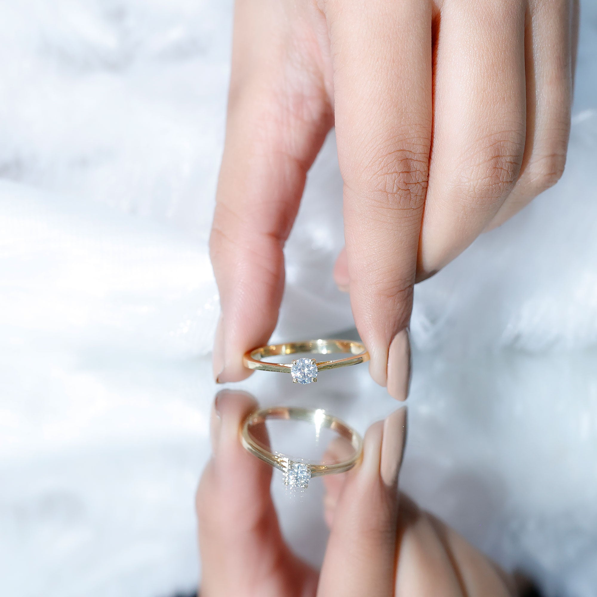 Minimal Round Lab Grown Diamond Solitaire Ring Lab - ( EF-VS ) - Rosec Jewels
