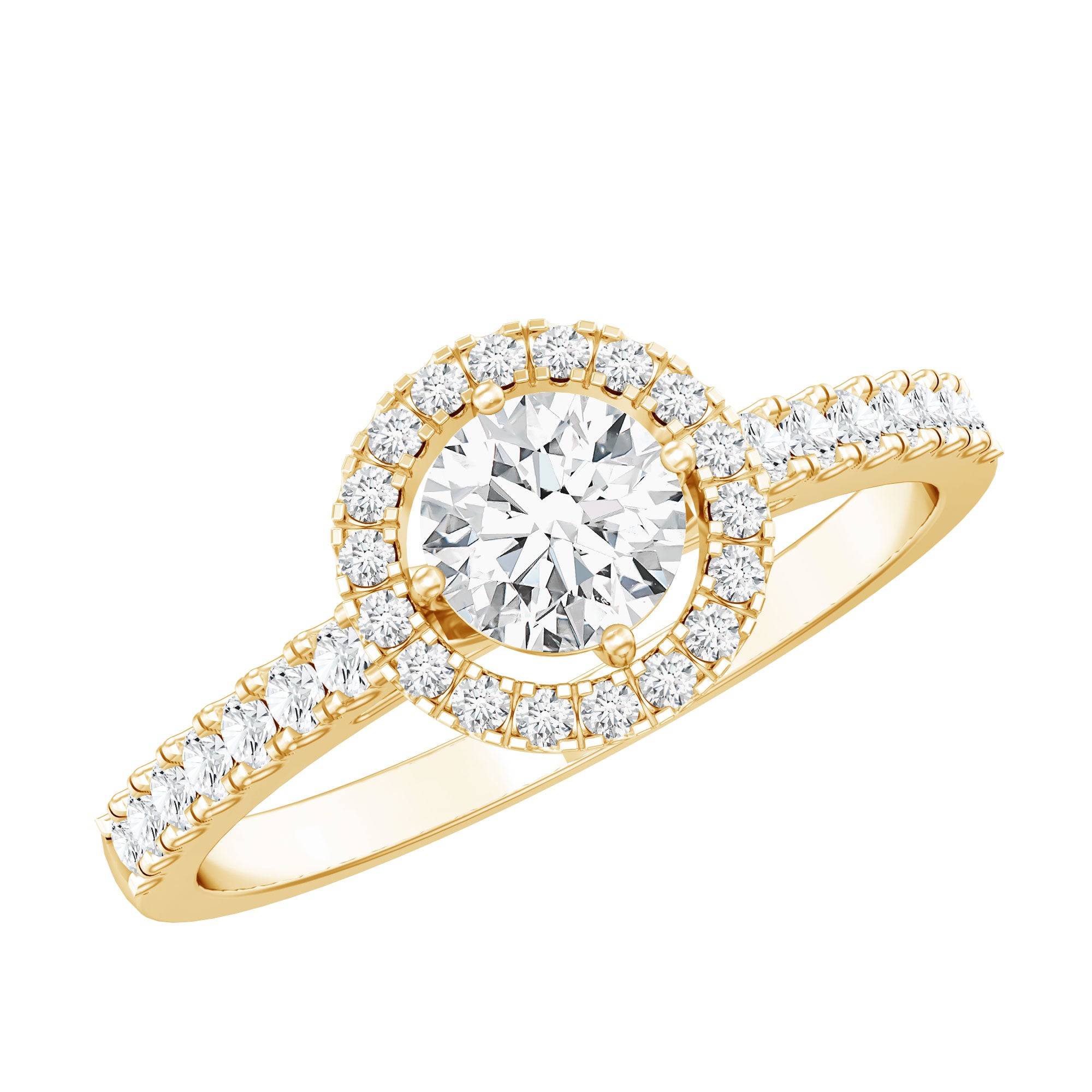 5MM Lab Grown Diamond Engagement Ring with Halo Lab - ( EF-VS ) - Rosec Jewels