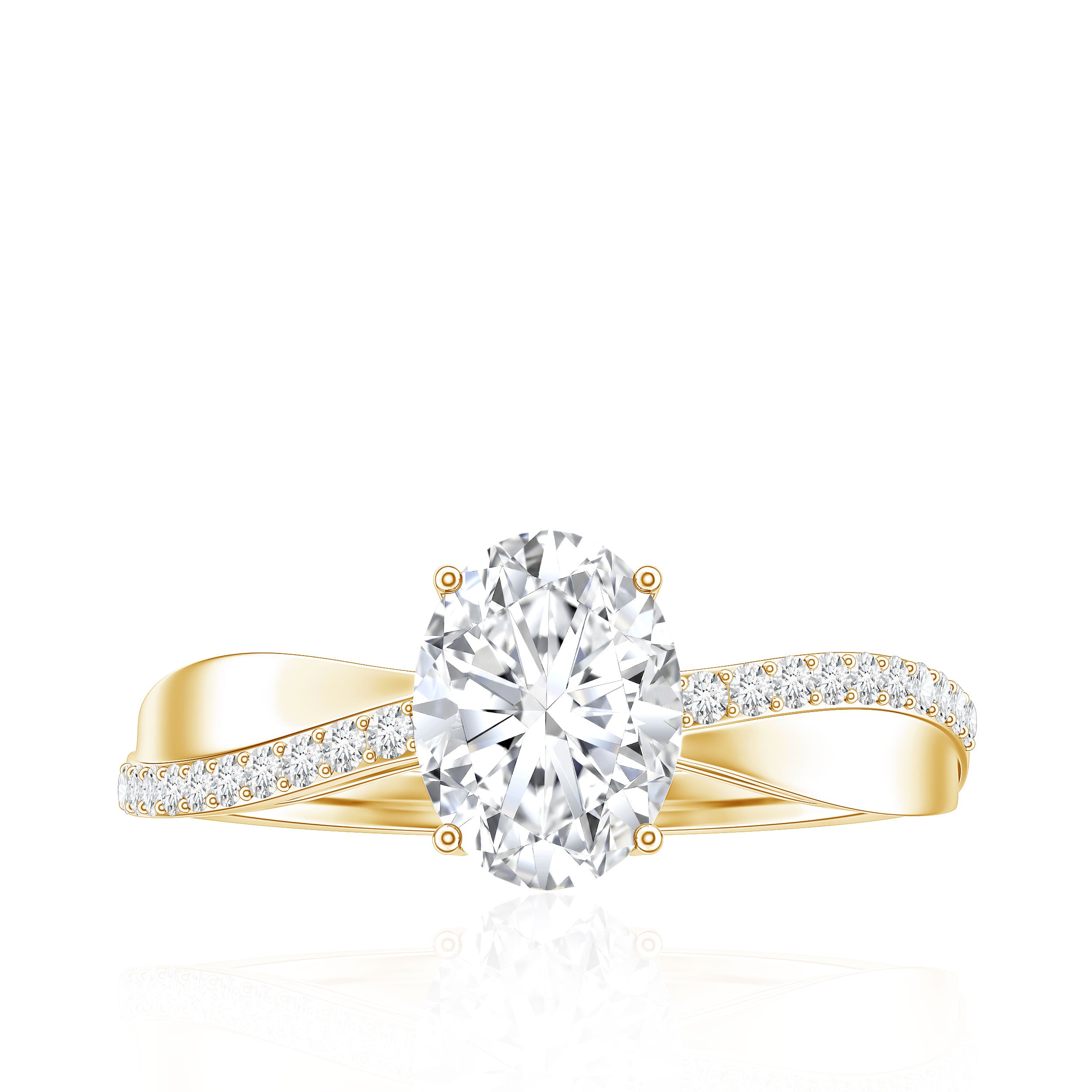 Classic Oval Shape Lab Grown Diamond Solitaire Engagement Ring Lab - ( EF-VS ) - Rosec Jewels