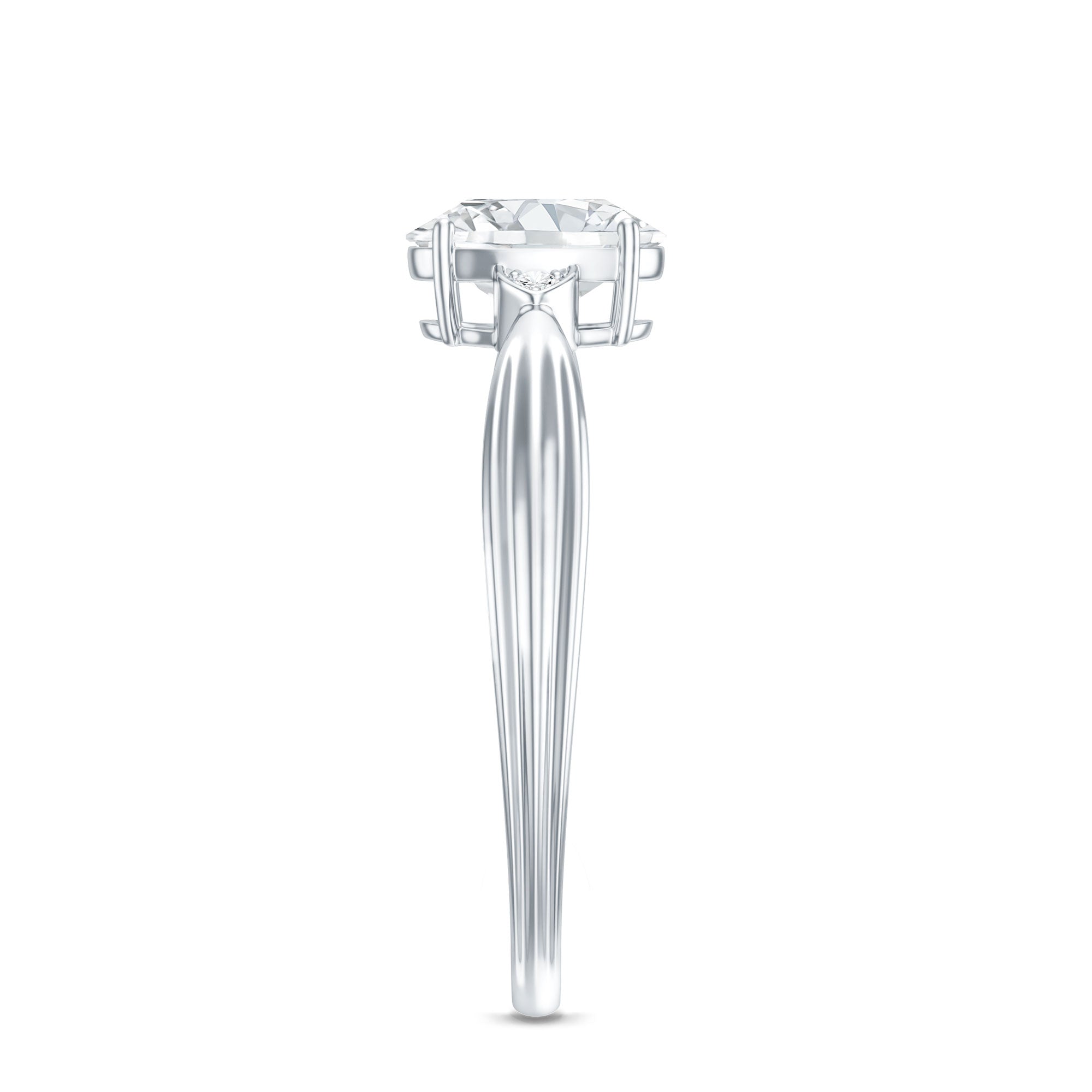 Oval Lab Grown Diamond Simple Solitaire Ring Lab - ( EF-VS ) - Rosec Jewels