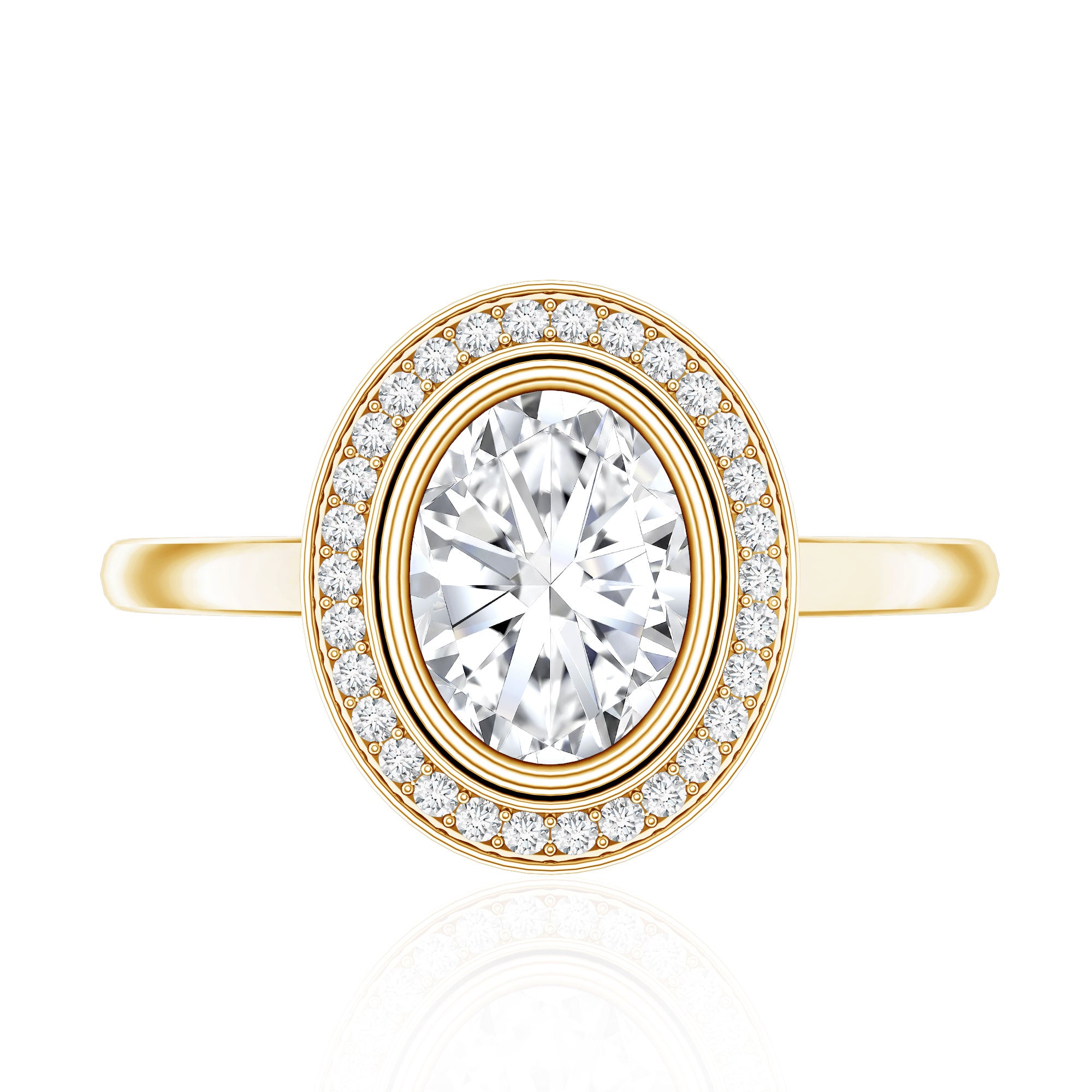Classic Lab Grown Diamond Engagement Ring with Halo Lab - ( EF-VS ) - Rosec Jewels