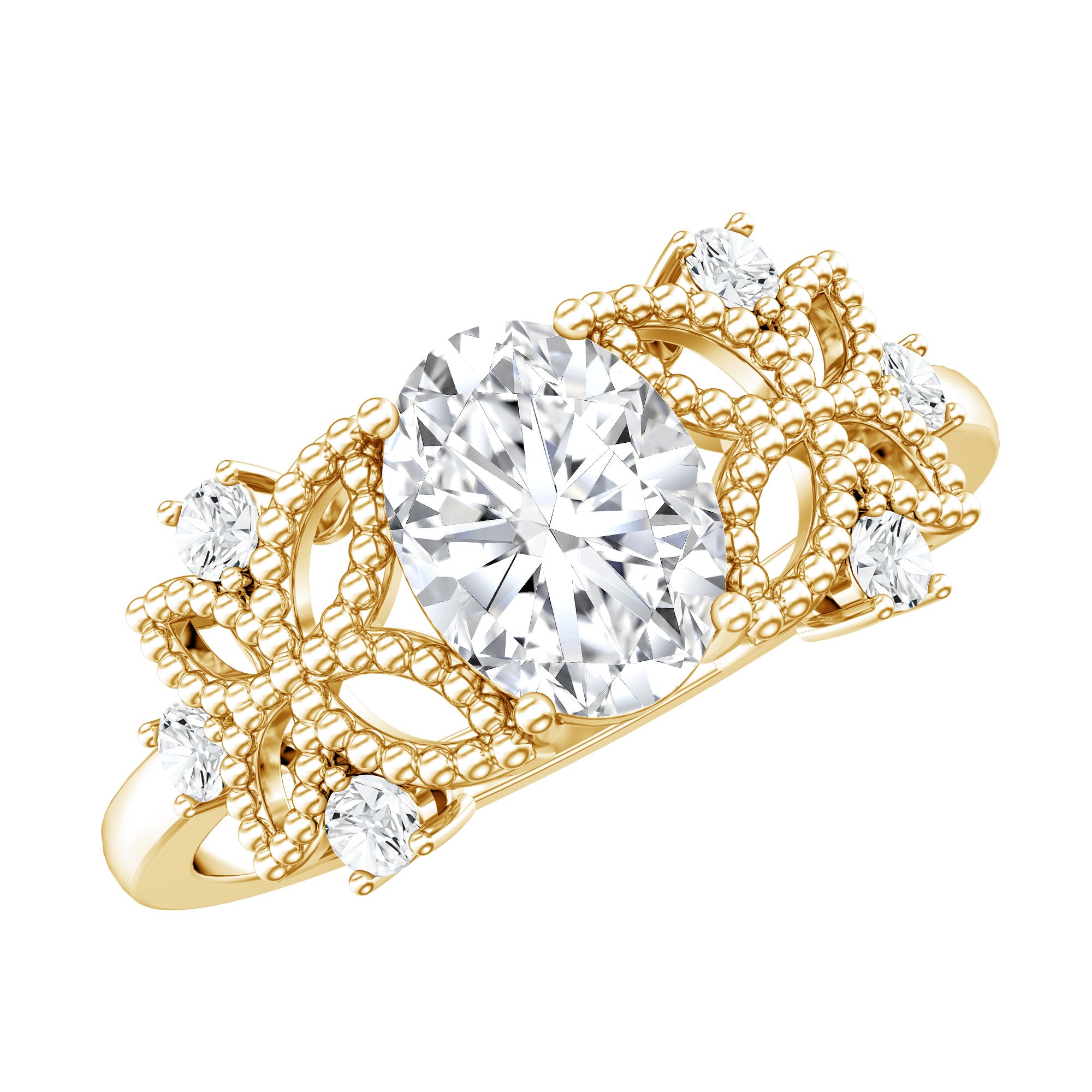 Nature Inspired Lab Grown Diamond Solitaire Engagement Ring Lab - ( EF-VS ) - Rosec Jewels