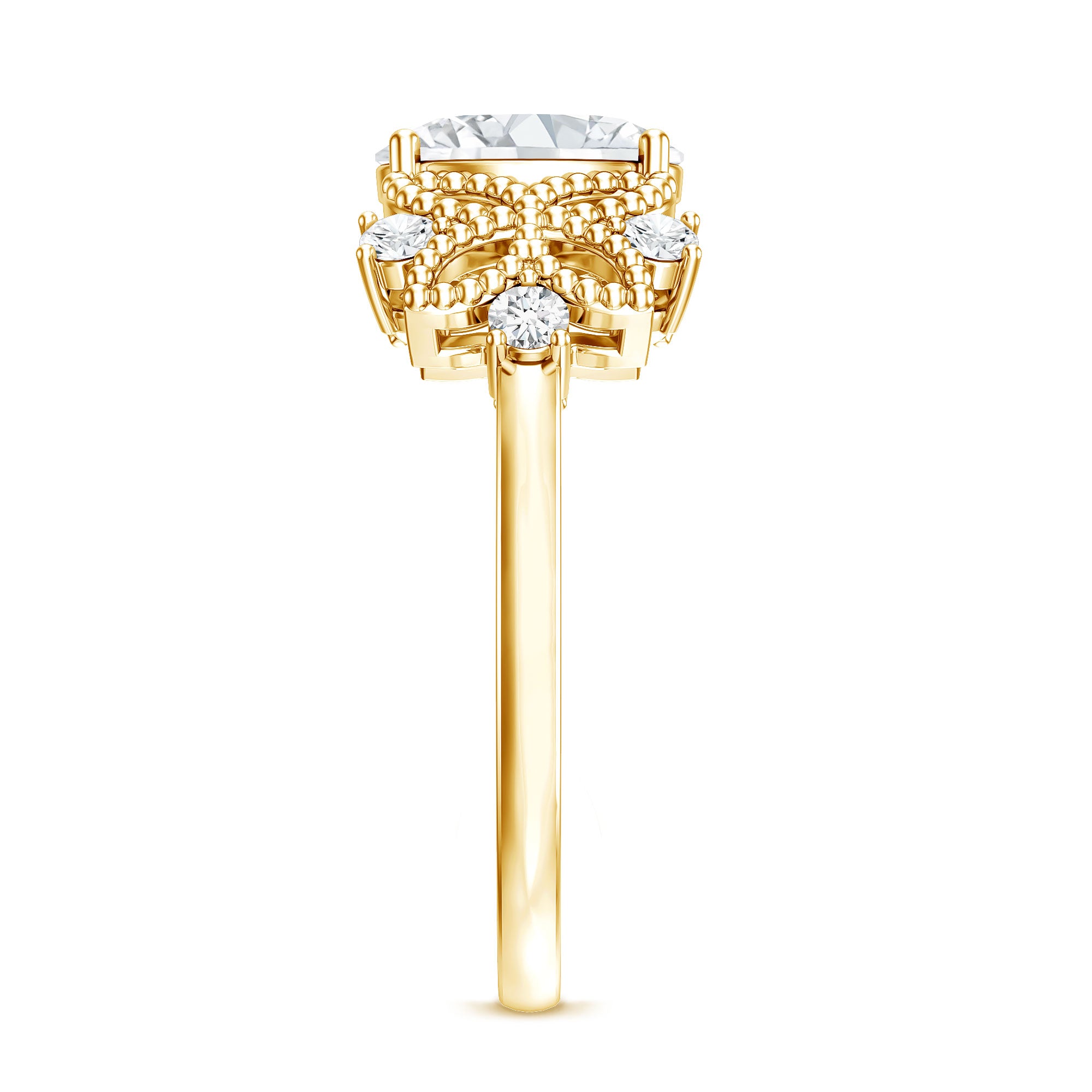 Nature Inspired Lab Grown Diamond Solitaire Engagement Ring Lab - ( EF-VS ) - Rosec Jewels