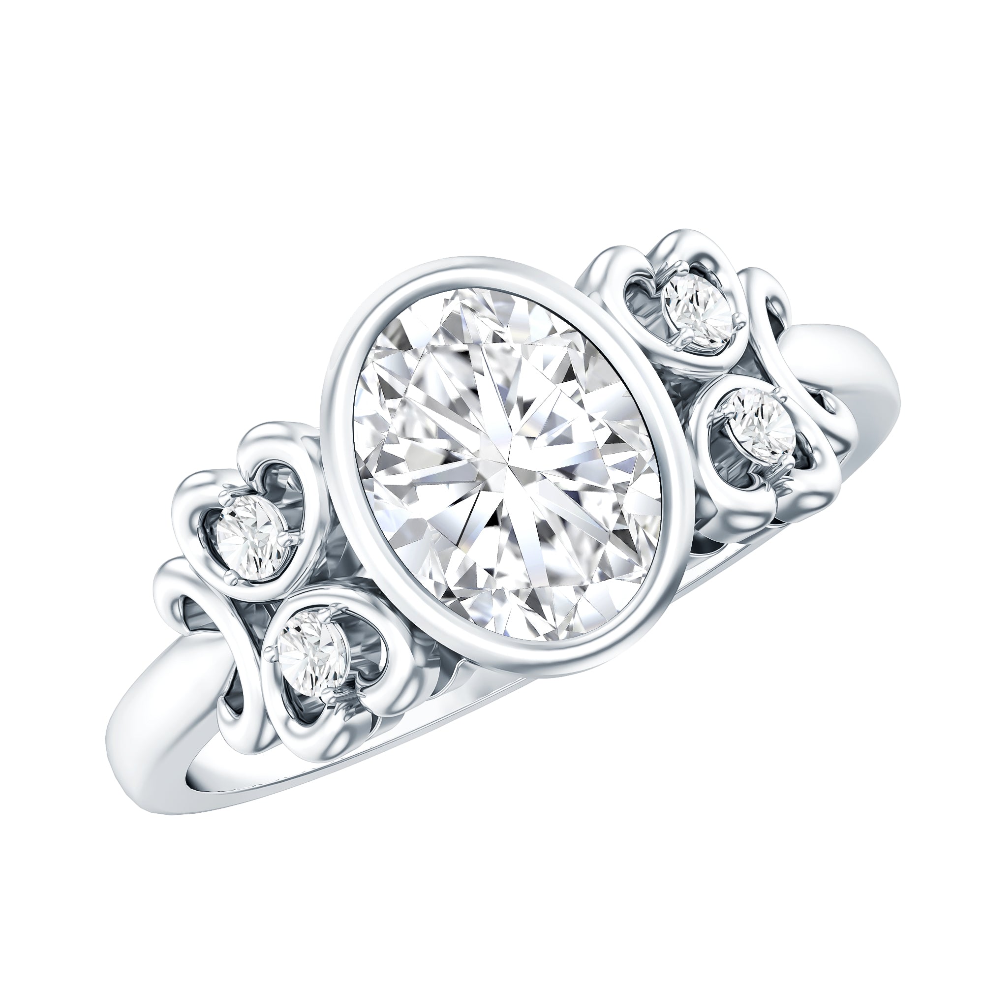 Classic Oval Lab Grown Diamond Solitaire Engagement Ring Lab - ( EF-VS ) - Rosec Jewels