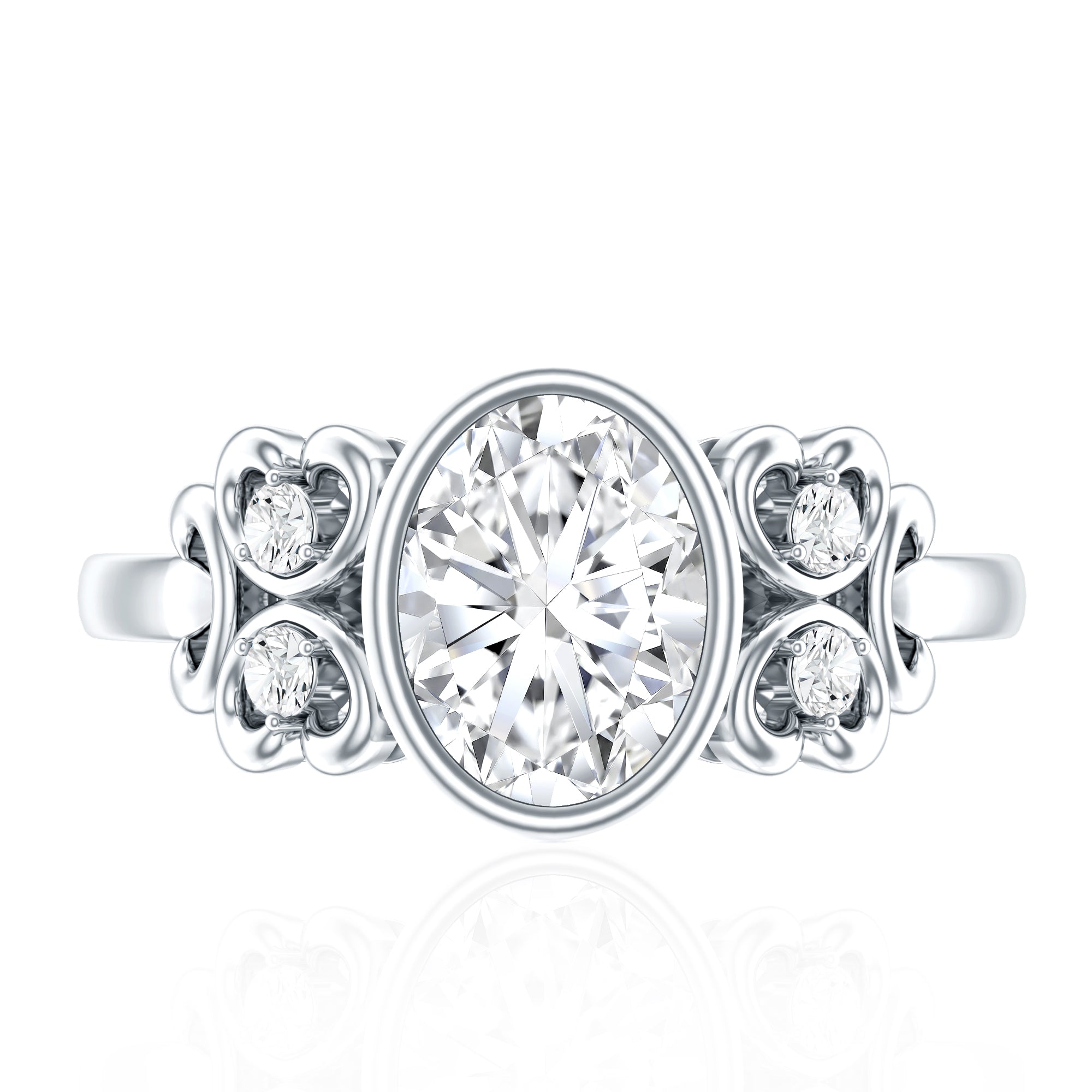 Classic Oval Lab Grown Diamond Solitaire Engagement Ring Lab - ( EF-VS ) - Rosec Jewels