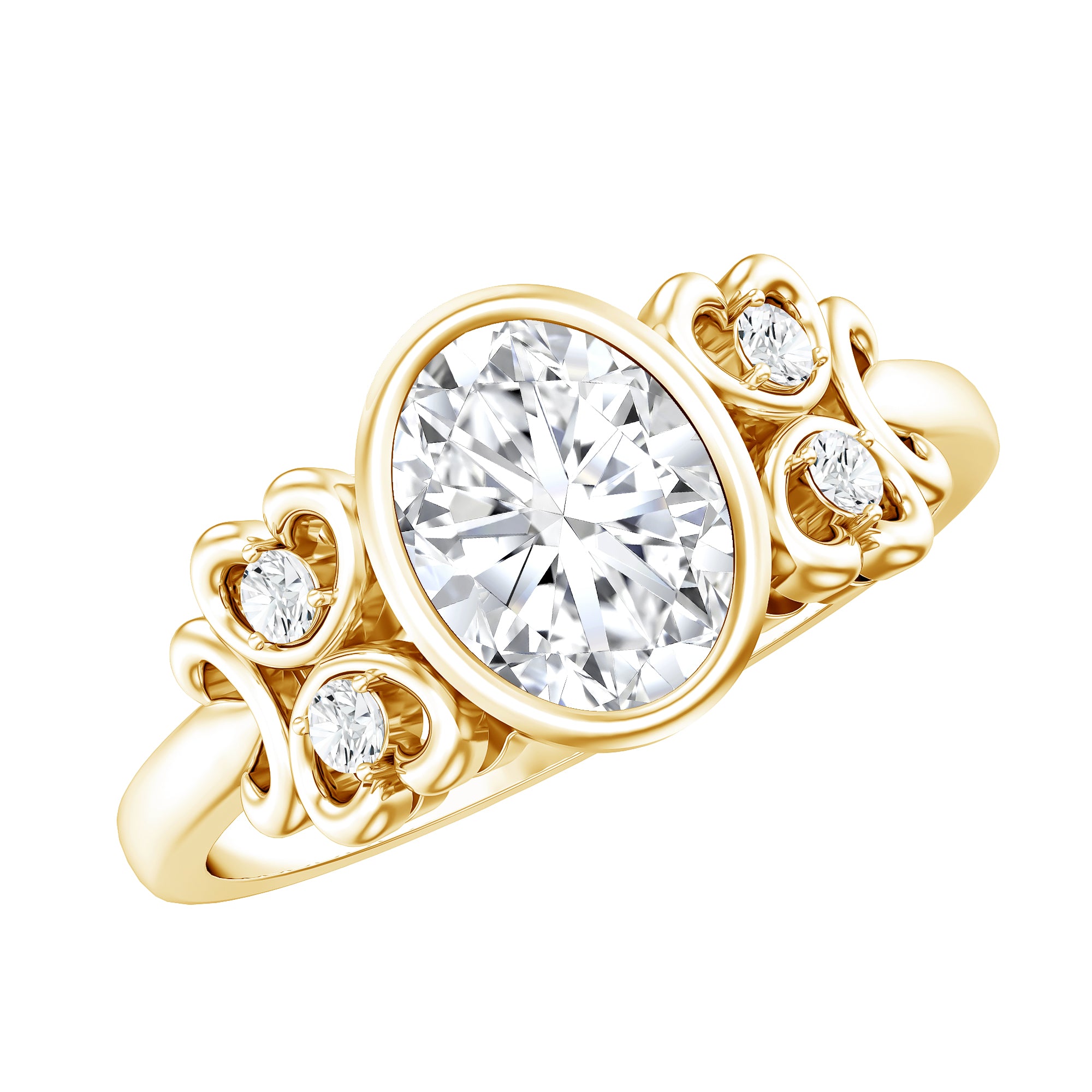 Classic Oval Lab Grown Diamond Solitaire Engagement Ring Lab - ( EF-VS ) - Rosec Jewels