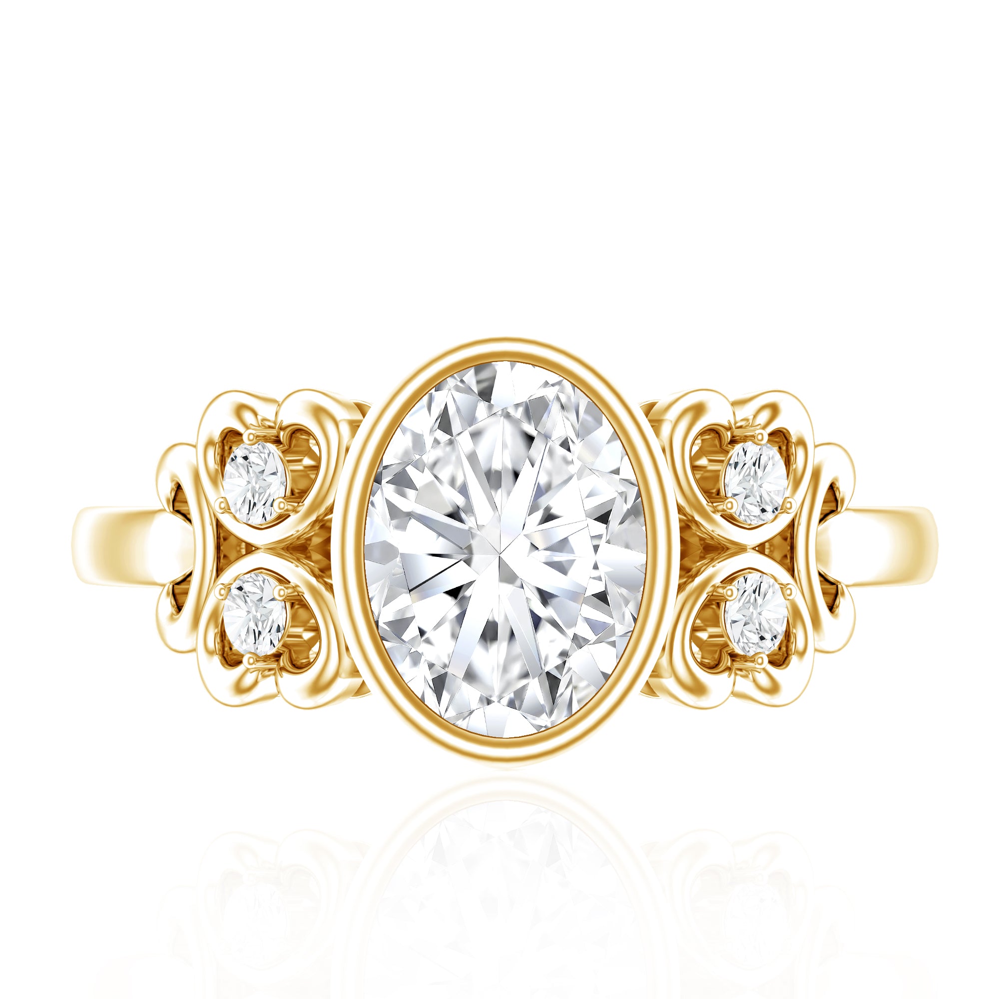 Classic Oval Lab Grown Diamond Solitaire Engagement Ring Lab - ( EF-VS ) - Rosec Jewels