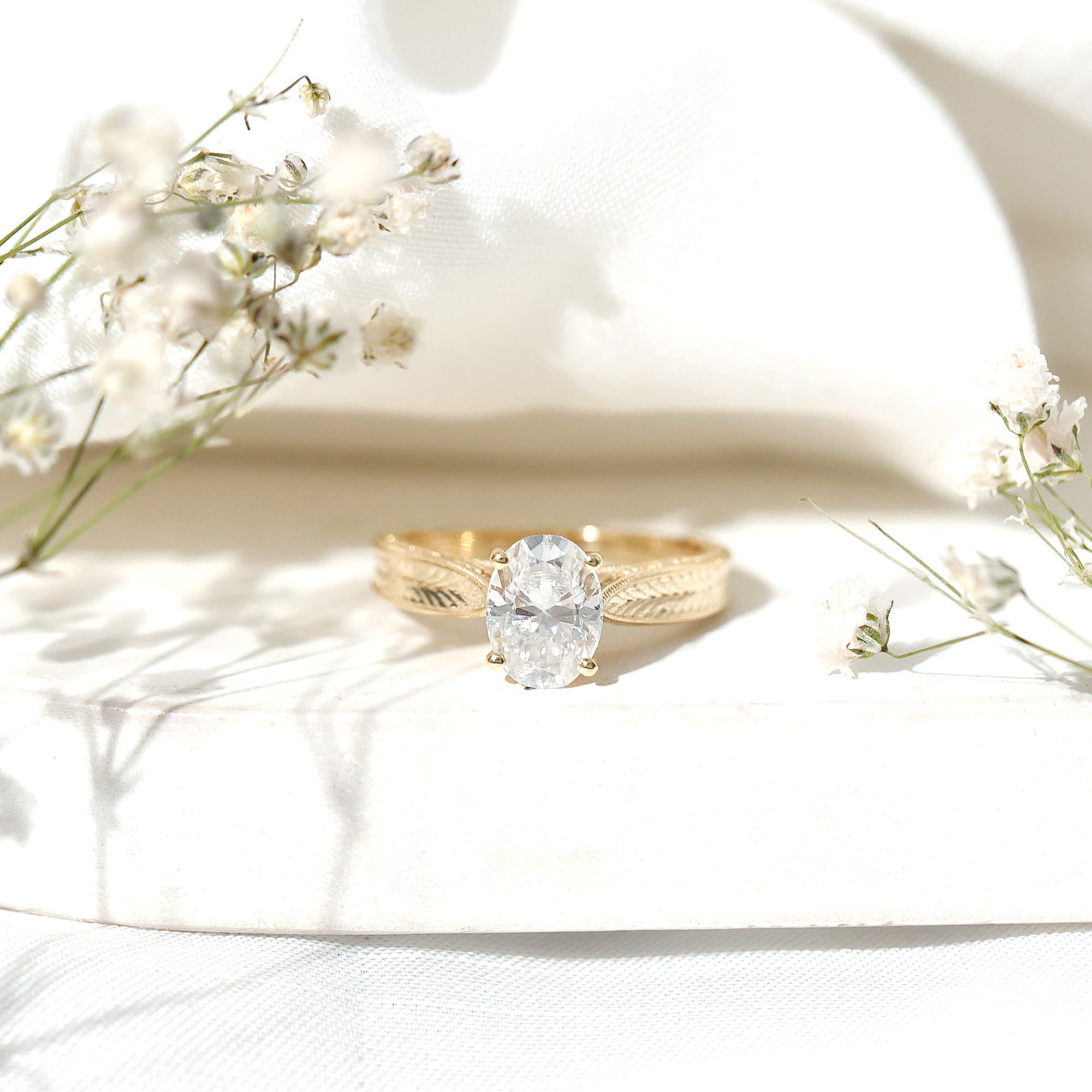 Claw Set Oval Shape Lab Grown Diamond Solitaire Engagement Ring Lab - ( EF-VS ) - Rosec Jewels