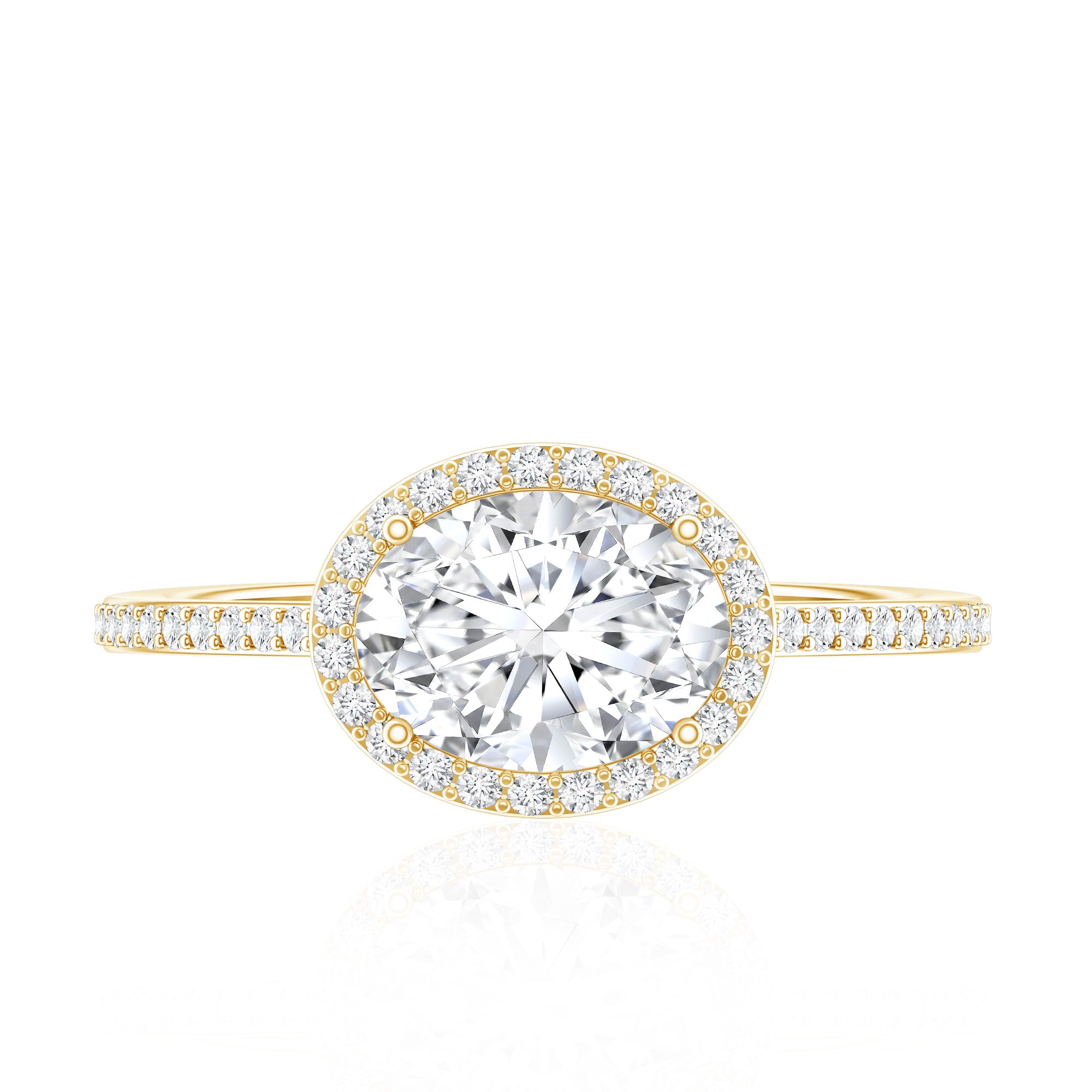 Oval Shape Lab Grown Diamond Engagement Ring with Halo Lab - ( EF-VS ) - Rosec Jewels