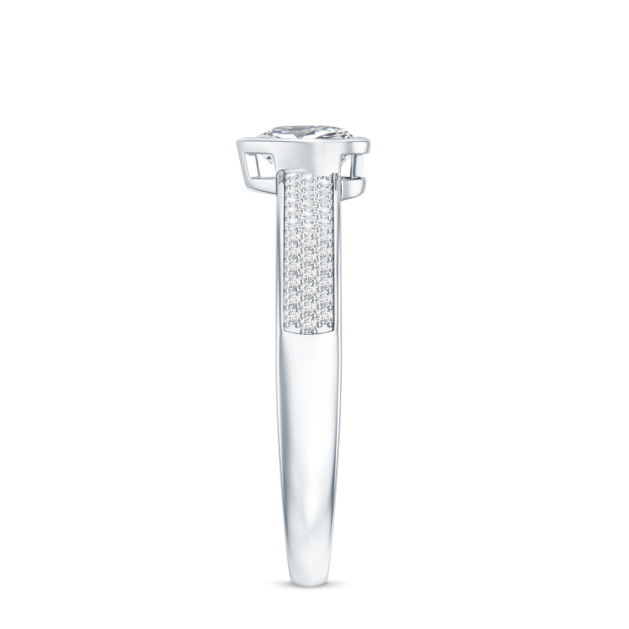 Heart Shape Lab Grown Diamond Solitaire Ring with Side Stones Lab - ( EF-VS ) - Rosec Jewels