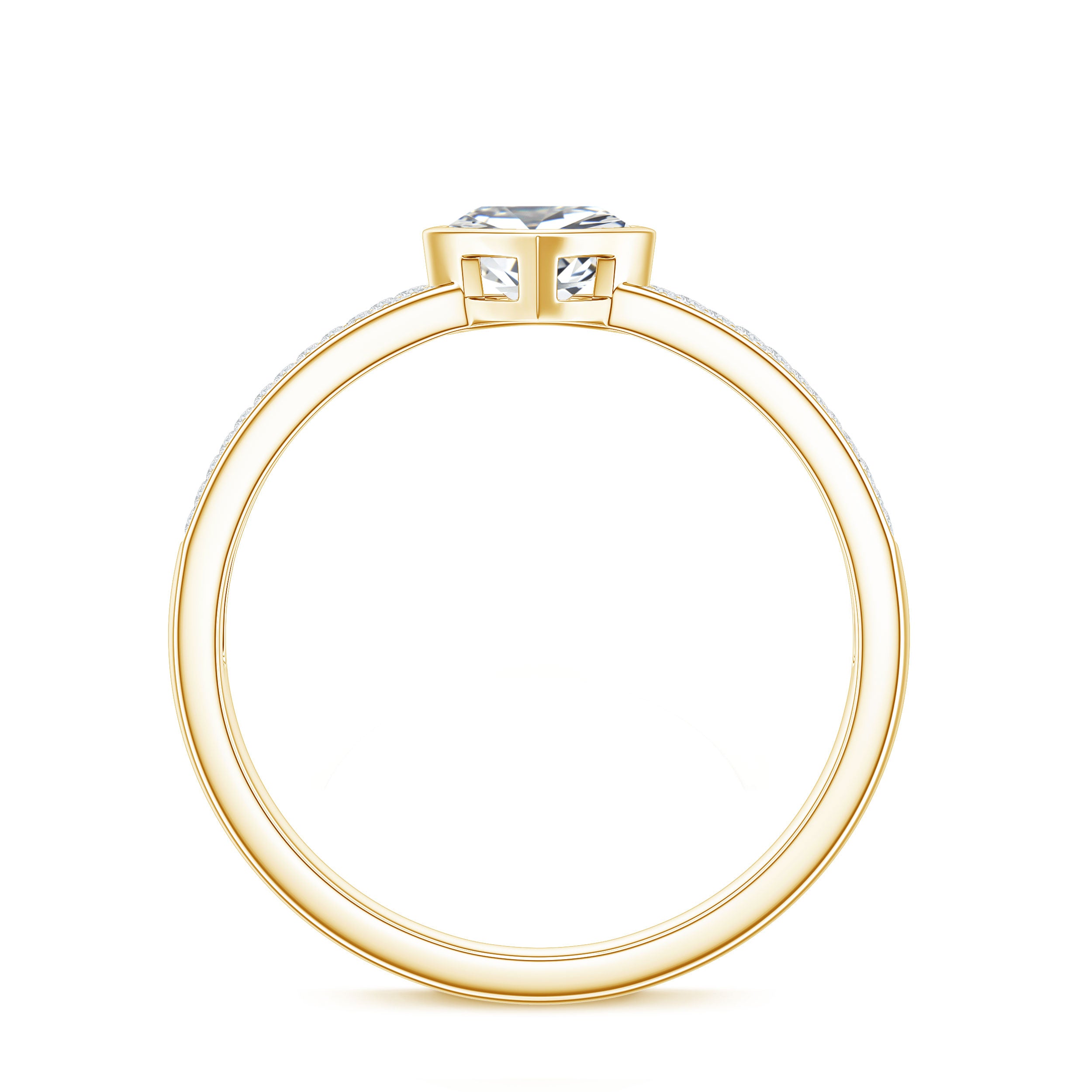 Heart Shape Lab Grown Diamond Solitaire Ring with Side Stones Lab - ( EF-VS ) - Rosec Jewels
