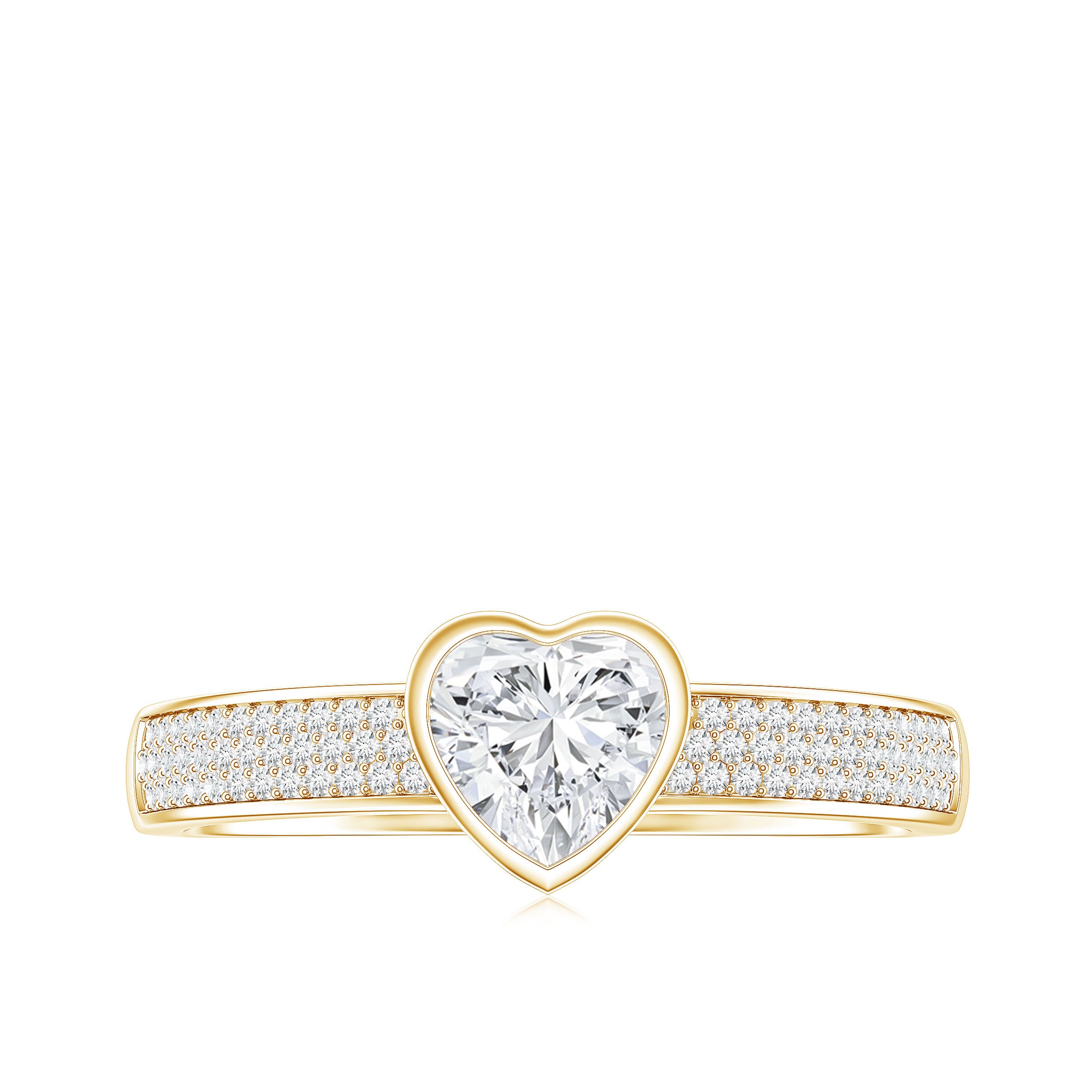 Heart Shape Lab Grown Diamond Solitaire Ring with Side Stones Lab - ( EF-VS ) - Rosec Jewels