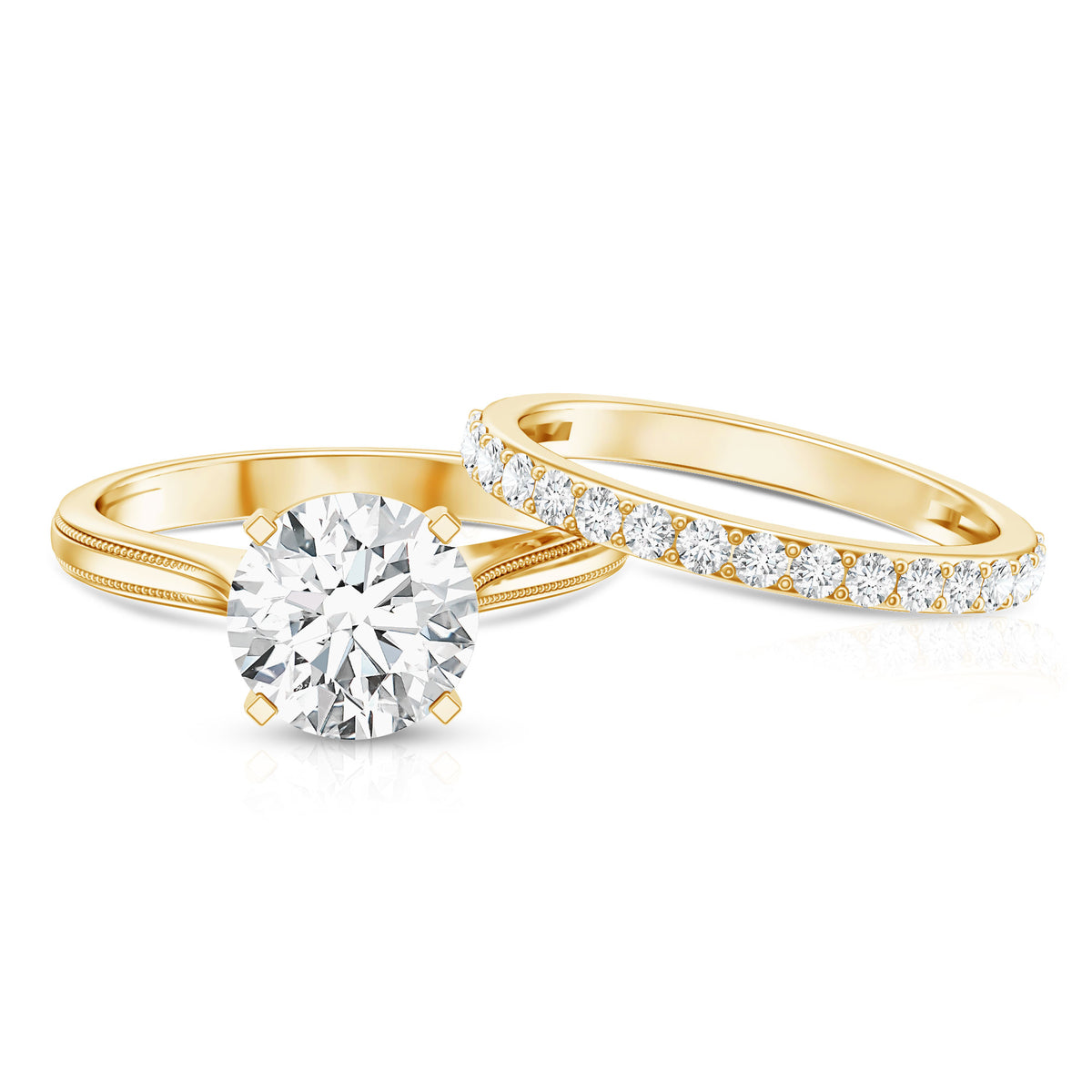 Rosec Jewels-IGI Documented 3 Carat Lab Grown Diamond Solitaire Bridal Ring Set