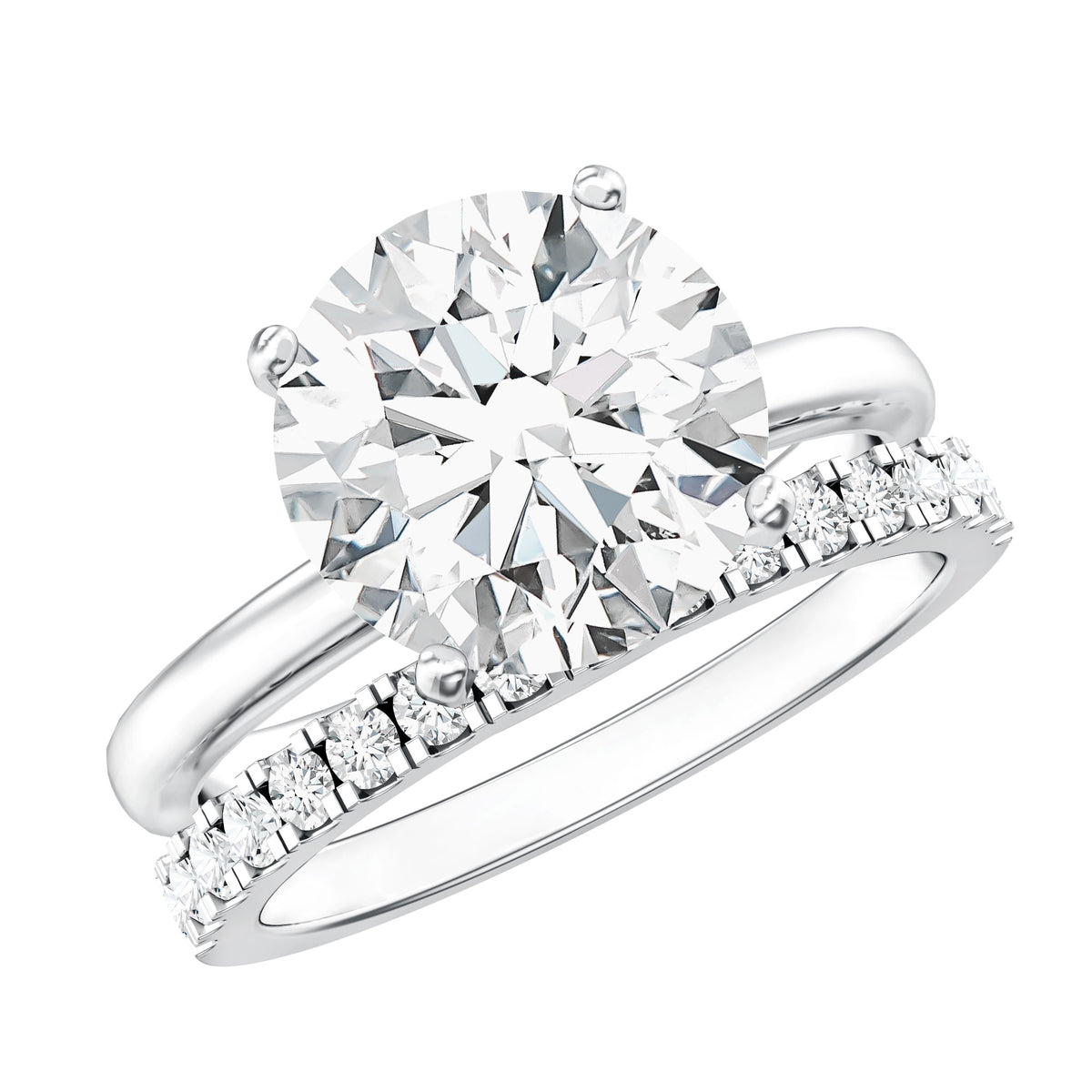 IGI Graded 4 Carat Lab Diamond Round Engagement Ring with Enhancer Lab - ( E-VS1 ) - Rosec Jewels