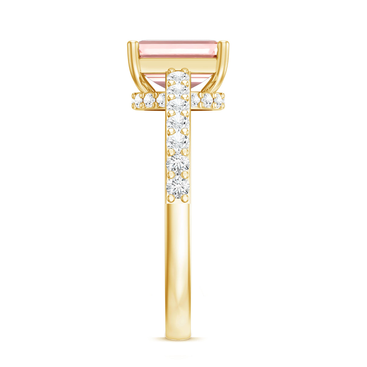 Lab Grown 2 Carat Pink Diamond Emerald Cut Engagement Ring IGI Verified Fancy Pink - VS1 - Rosec Jewels