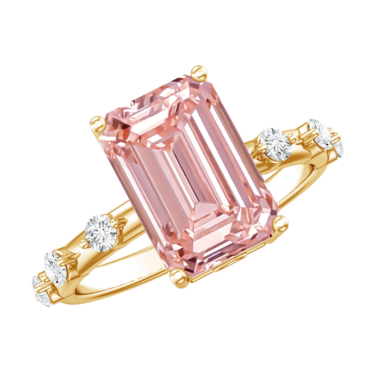 Rosec Jewels-IGI Verified 4 Carat Lab Grown Pink Diamond Emerald Cut Engagement Ring for Women