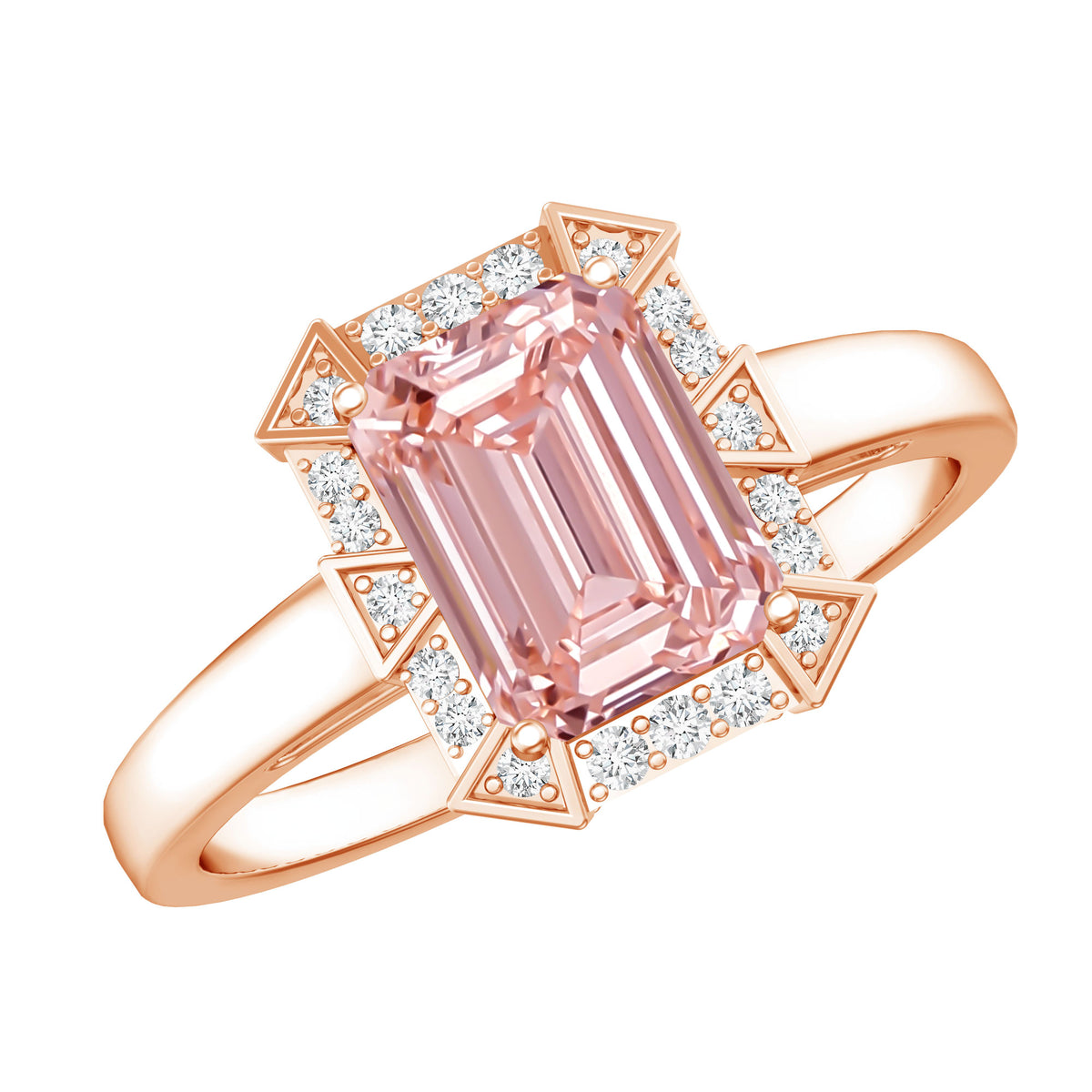 Rosec Jewels-Emerald Cut 2 Carat Lab Grown Pink Diamond Vintage Engagement Ring with IGI Certificate