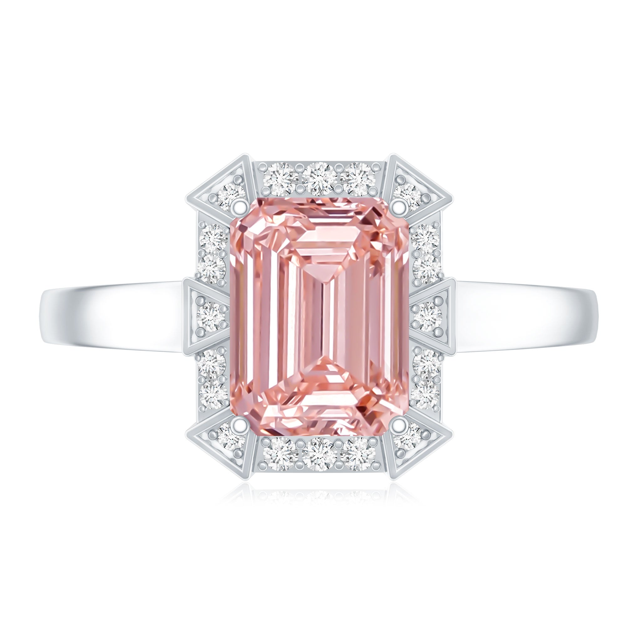Rosec Jewels-Emerald Cut 2 Carat Lab Grown Pink Diamond Vintage Engagement Ring with IGI Certificate