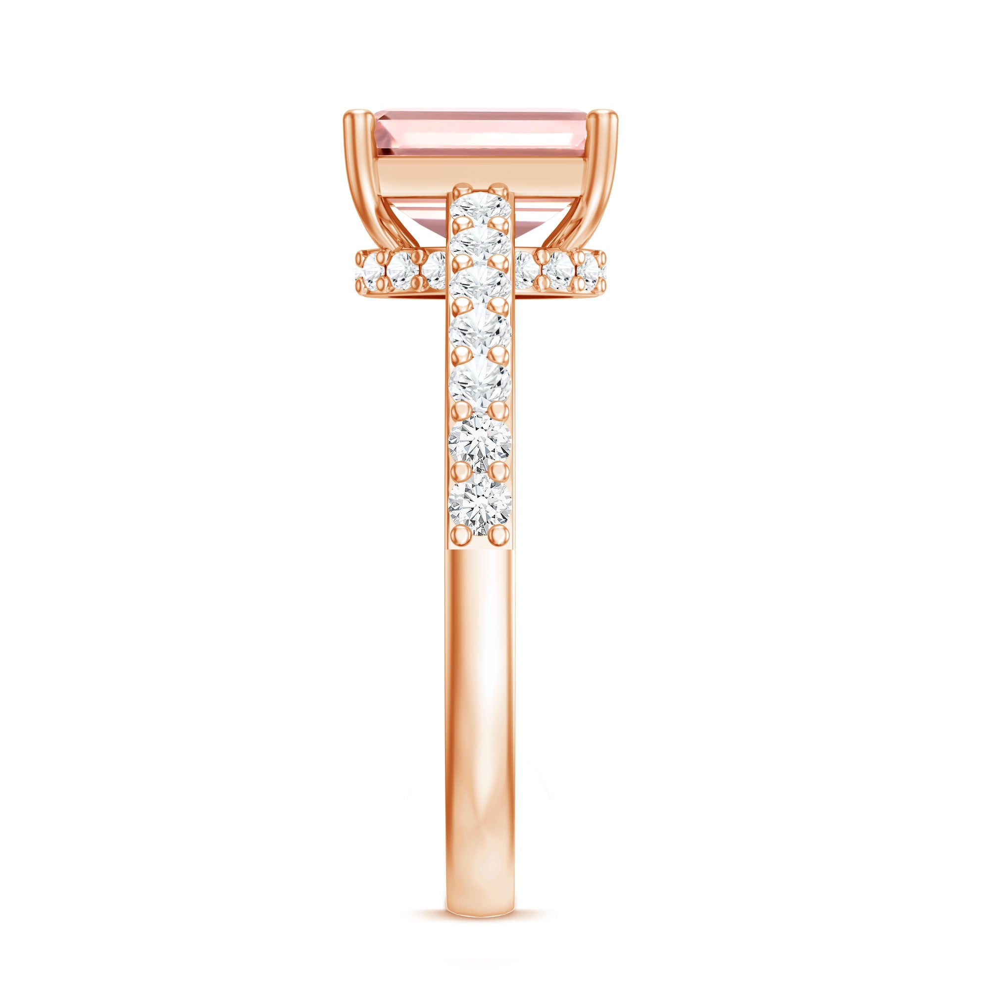 Rosec Jewels-IGI Graded 2 Carat Lab Pink Diamond Emerald Cut Engagement Ring with Hidden Halo