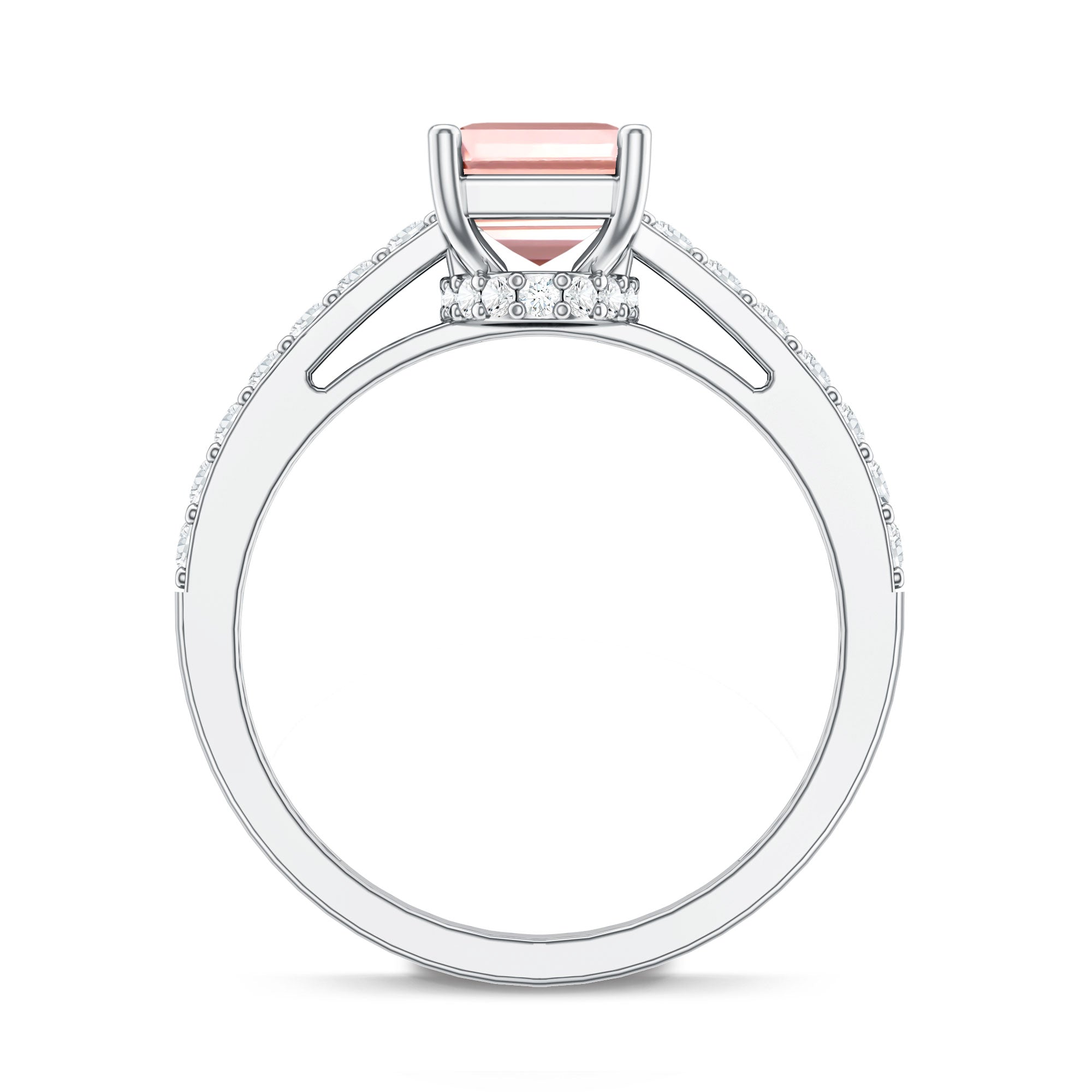 Rosec Jewels-IGI Graded 2 Carat Lab Pink Diamond Emerald Cut Engagement Ring with Hidden Halo