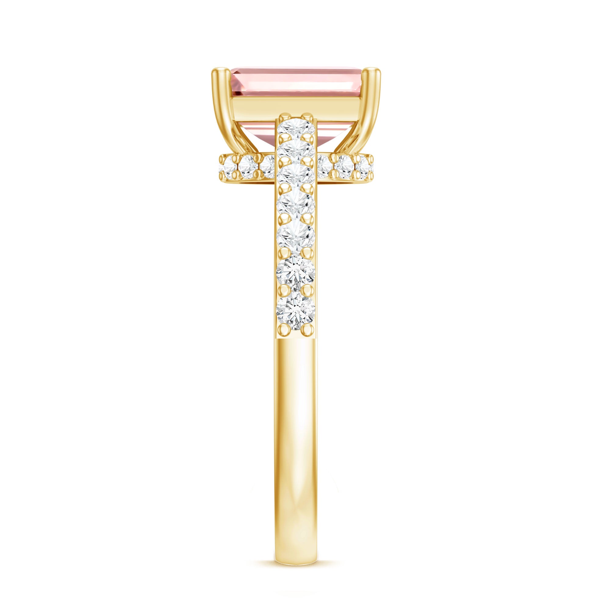 Rosec Jewels-IGI Graded 2 Carat Lab Pink Diamond Emerald Cut Engagement Ring with Hidden Halo