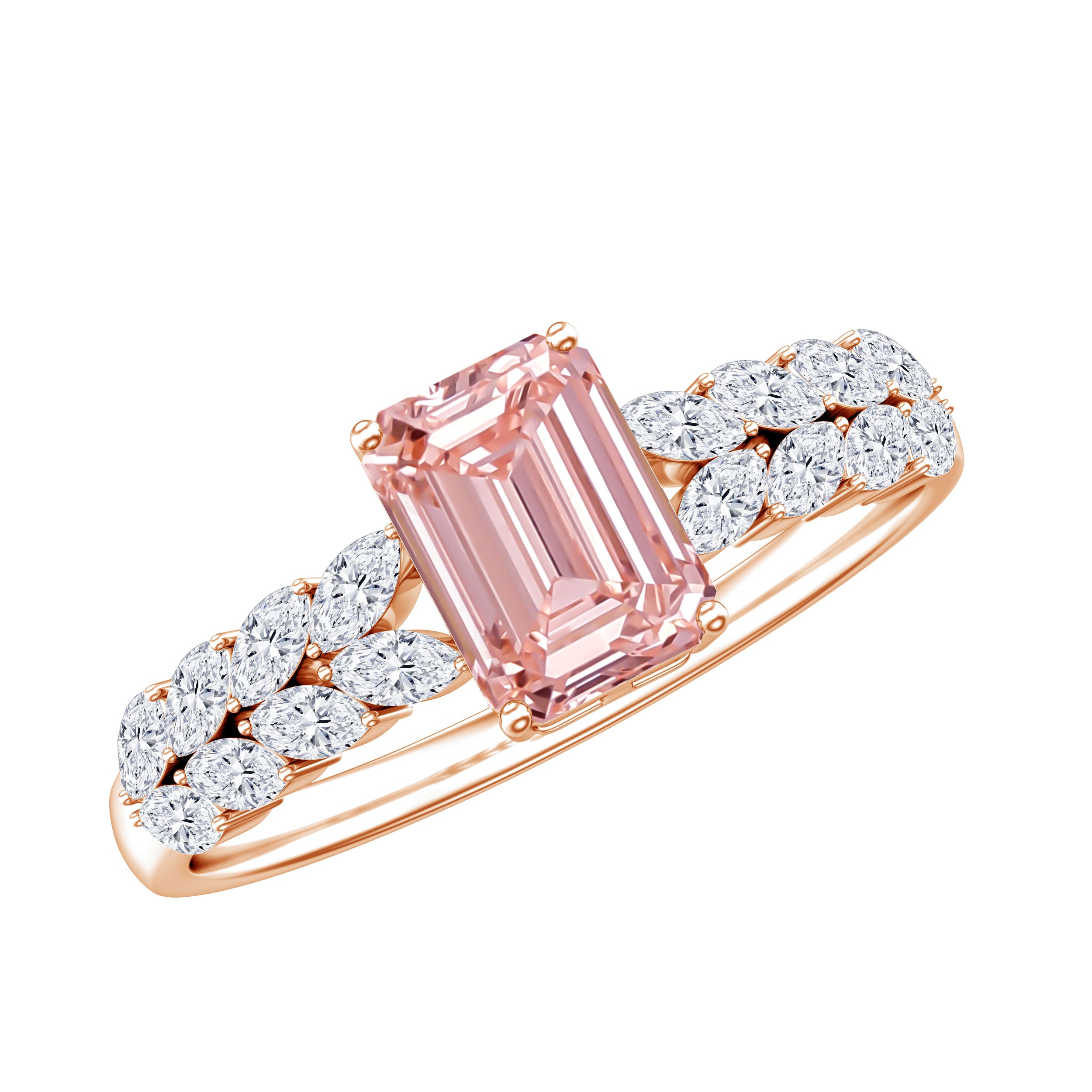 Rosec Jewels-2 Carat IGI Graded Lab Grown Pink White Diamond Engagement Ring with Split Shank
