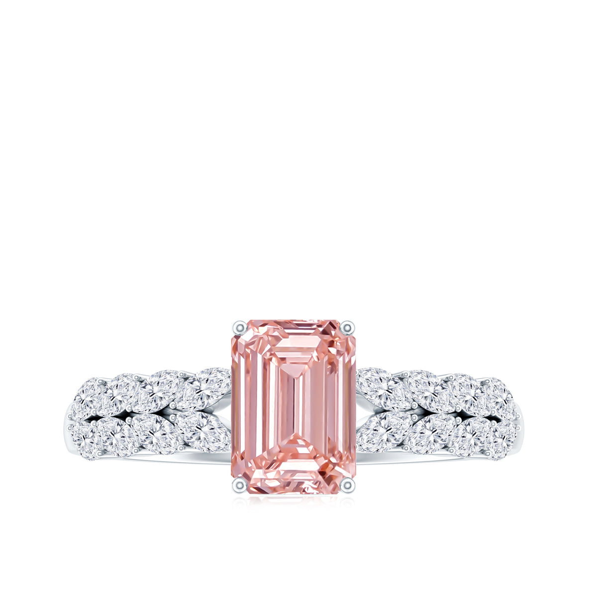 Rosec Jewels-2 Carat IGI Graded Lab Grown Pink White Diamond Engagement Ring with Split Shank