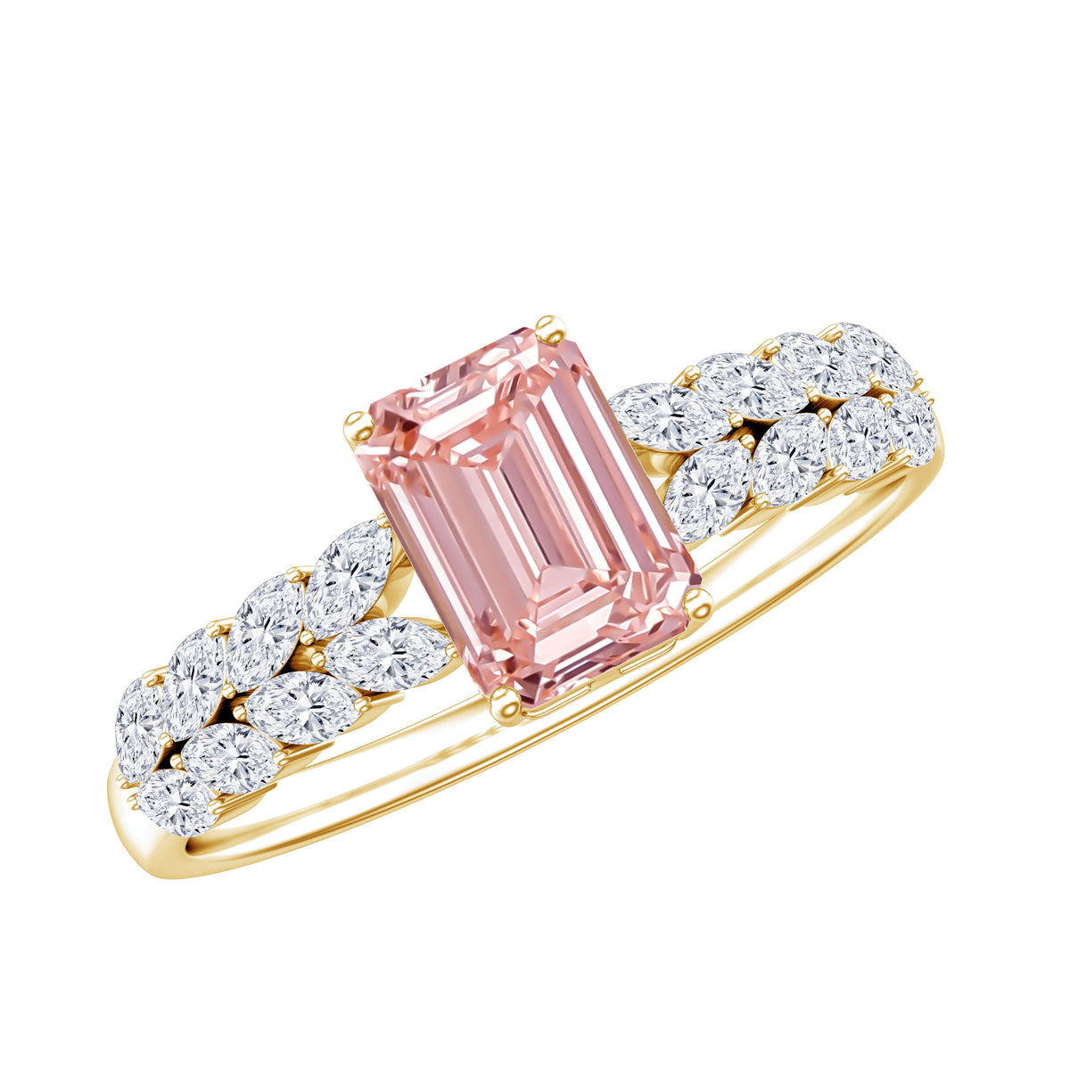 Rosec Jewels-2 Carat IGI Graded Lab Grown Pink White Diamond Engagement Ring with Split Shank