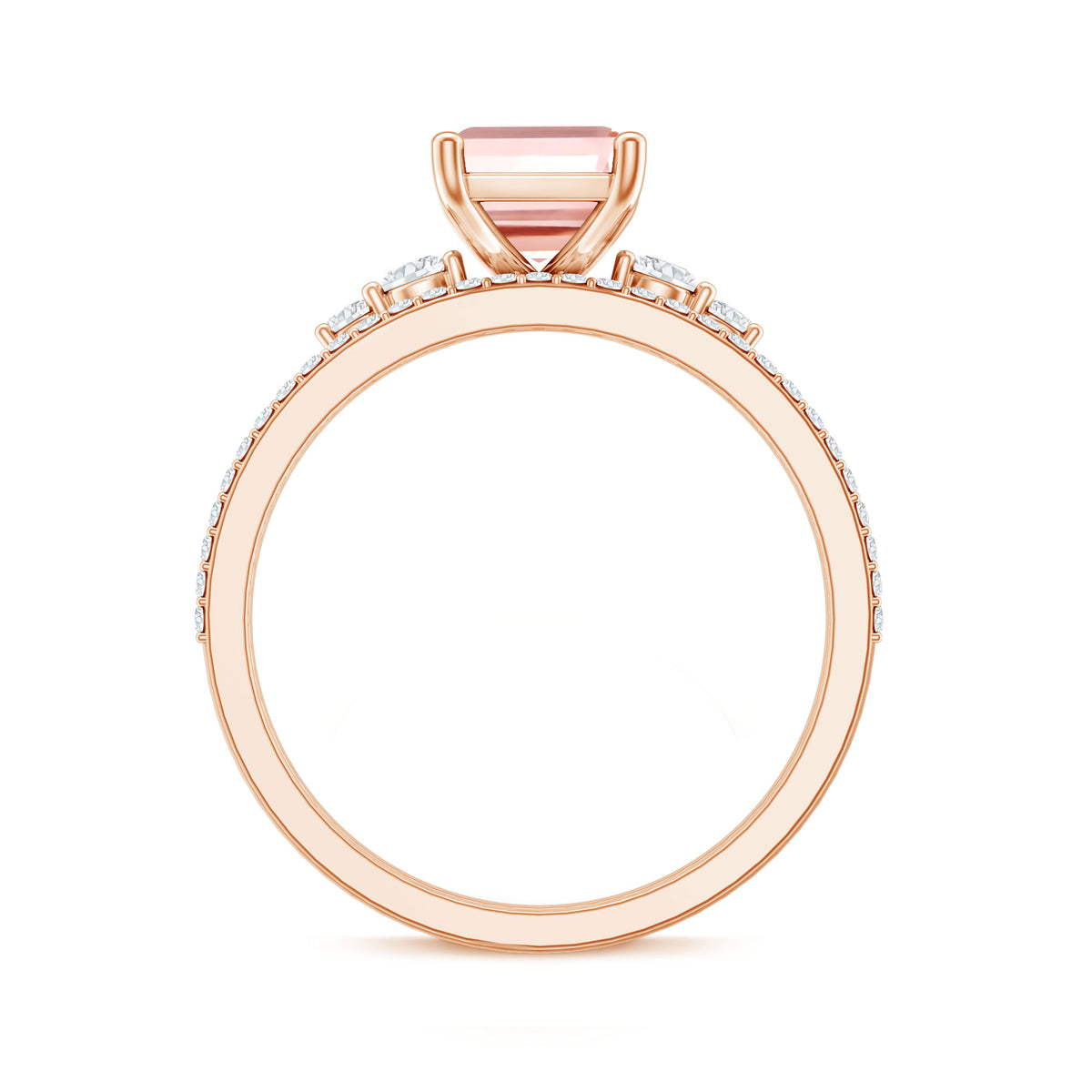 Rosec Jewels-2 Carat Emerald Cut Lab Pink Diamond Engagement Ring Set with IGI Certificate