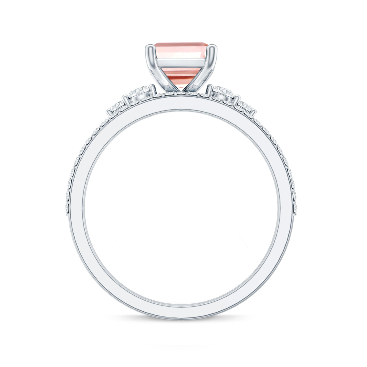 Rosec Jewels-2 Carat Emerald Cut Lab Pink Diamond Engagement Ring Set with IGI Certificate