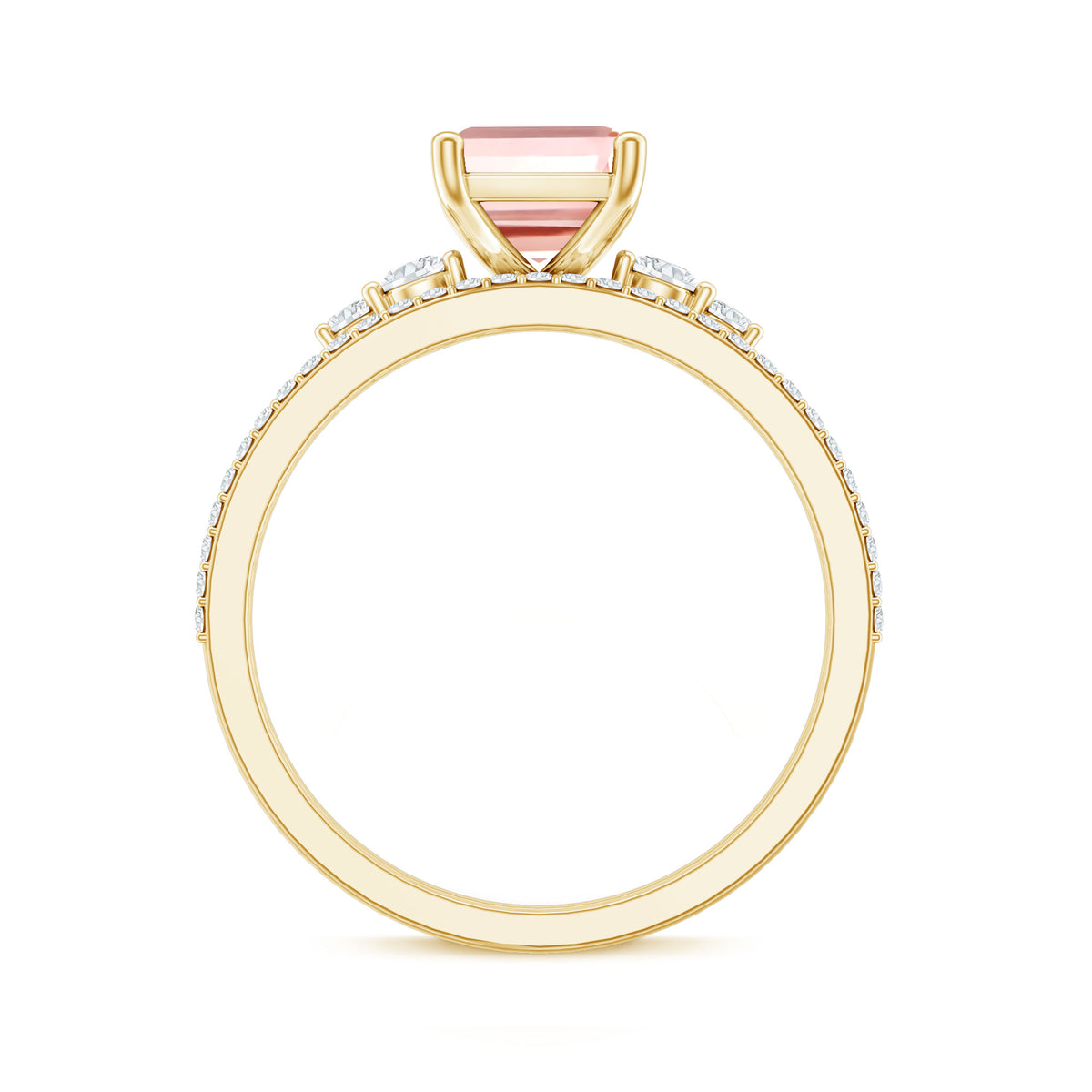 Rosec Jewels-2 Carat Emerald Cut Lab Pink Diamond Engagement Ring Set with IGI Certificate