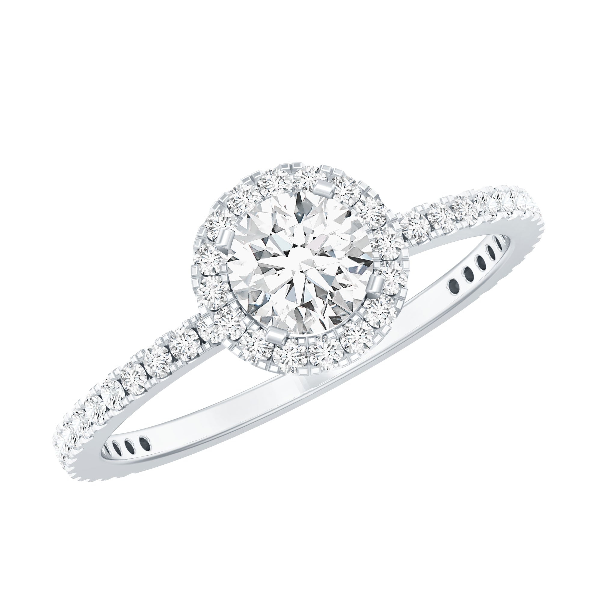 1.25 CT Moissanite Classic Halo Engagement Ring D-VS1 - Rosec Jewels