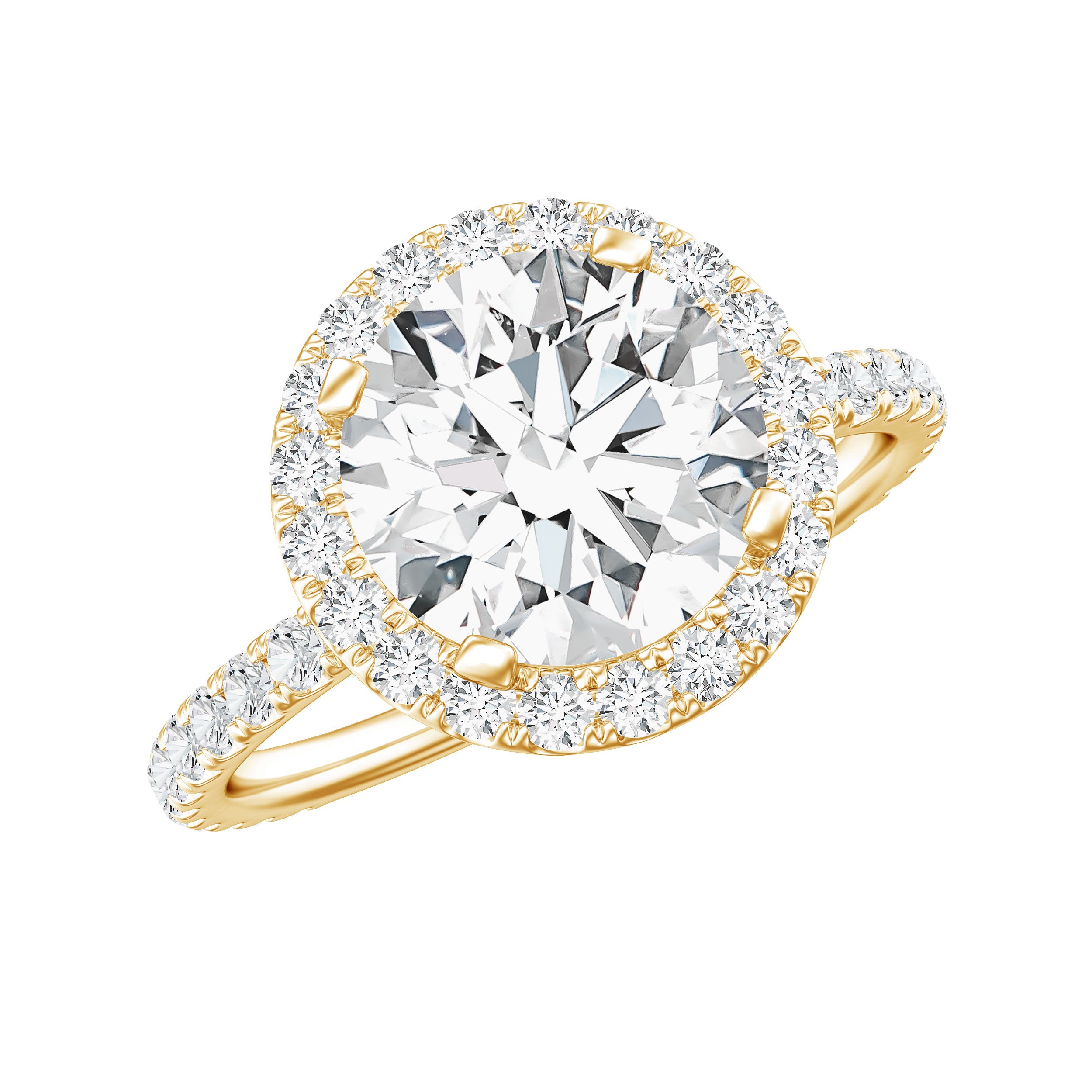 Brilliant Cut Moissanite Classic Halo Engagement Ring D-VS1 - Rosec Jewels