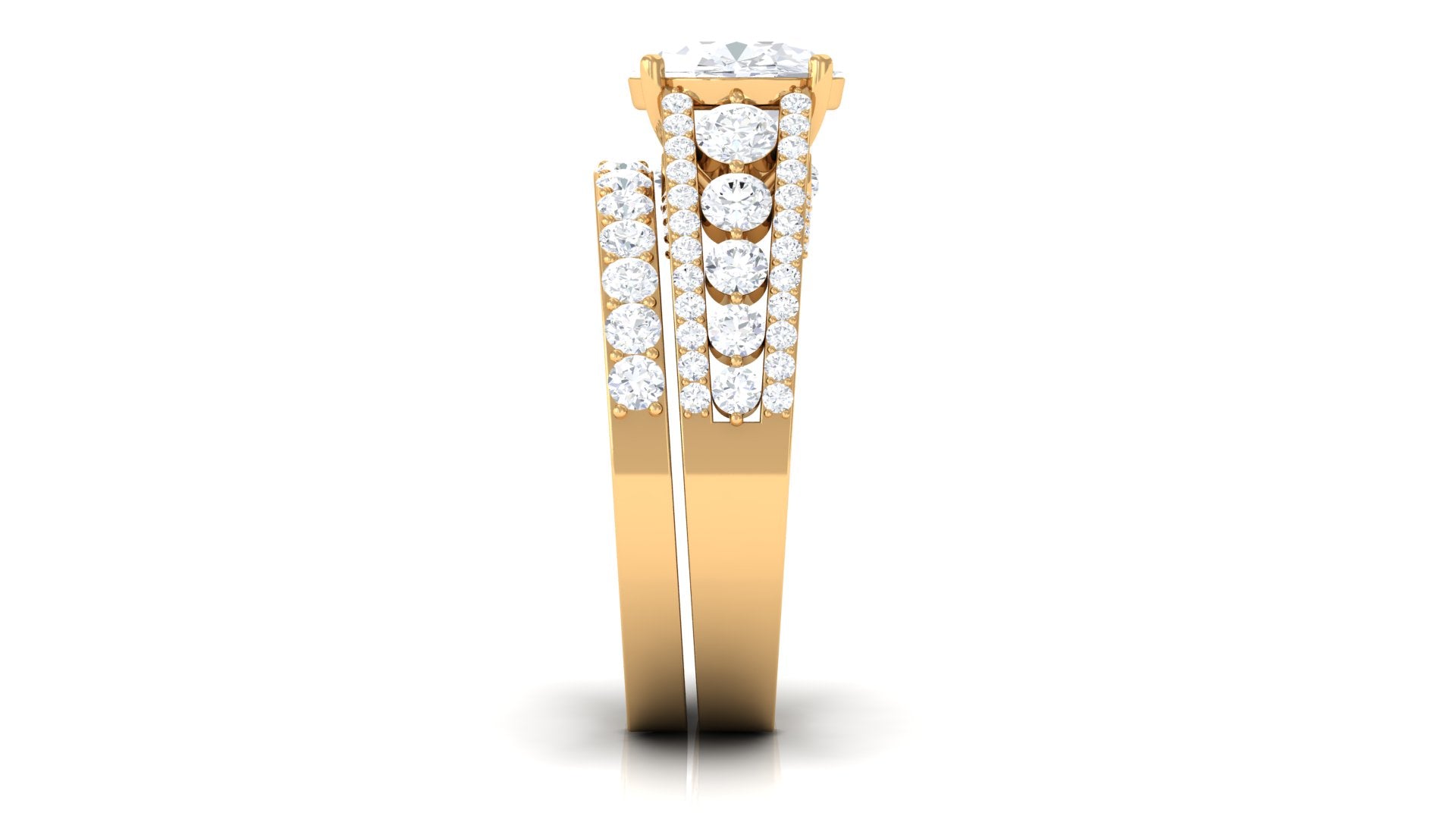 Zircon Designer Wedding Ring Set with Band AAAA - Rosec Jewels