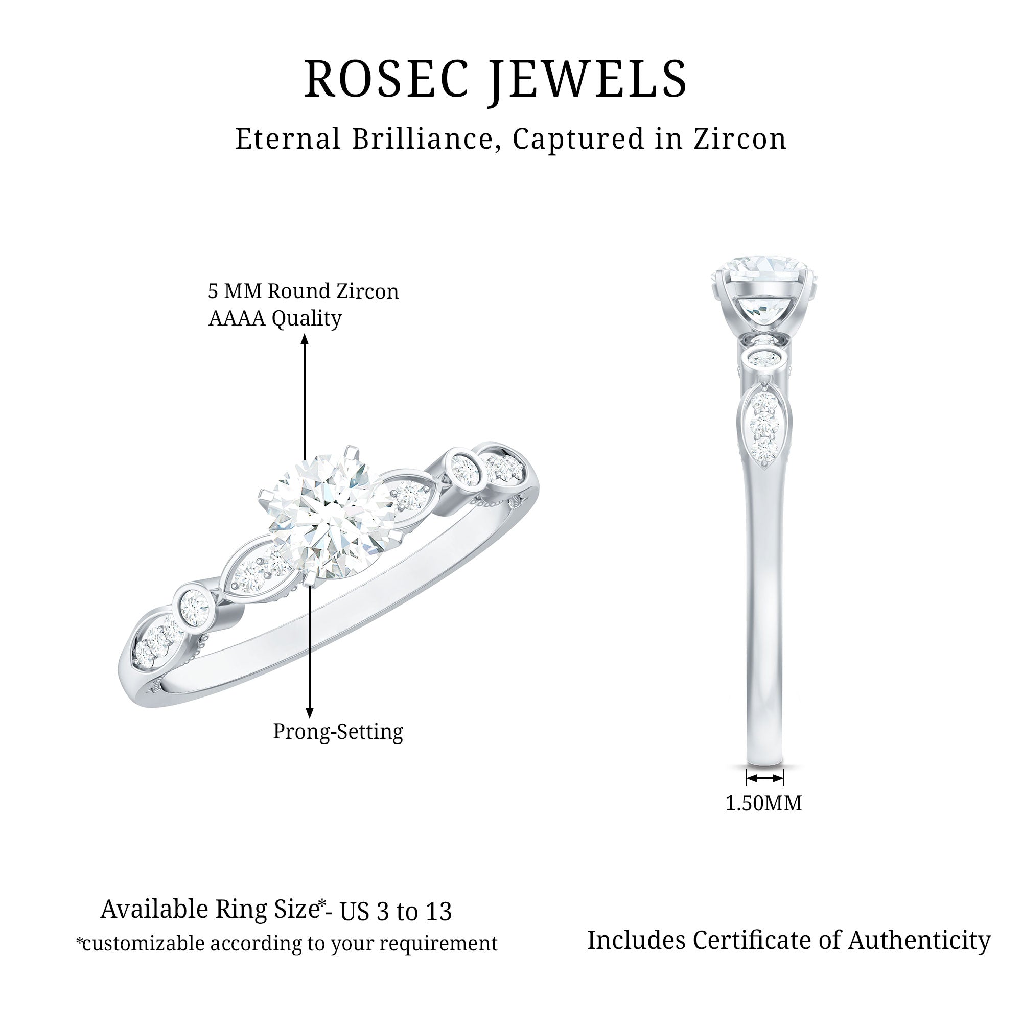 Rosec Jewels-Cubic Zirconia Promise Engagement Ring