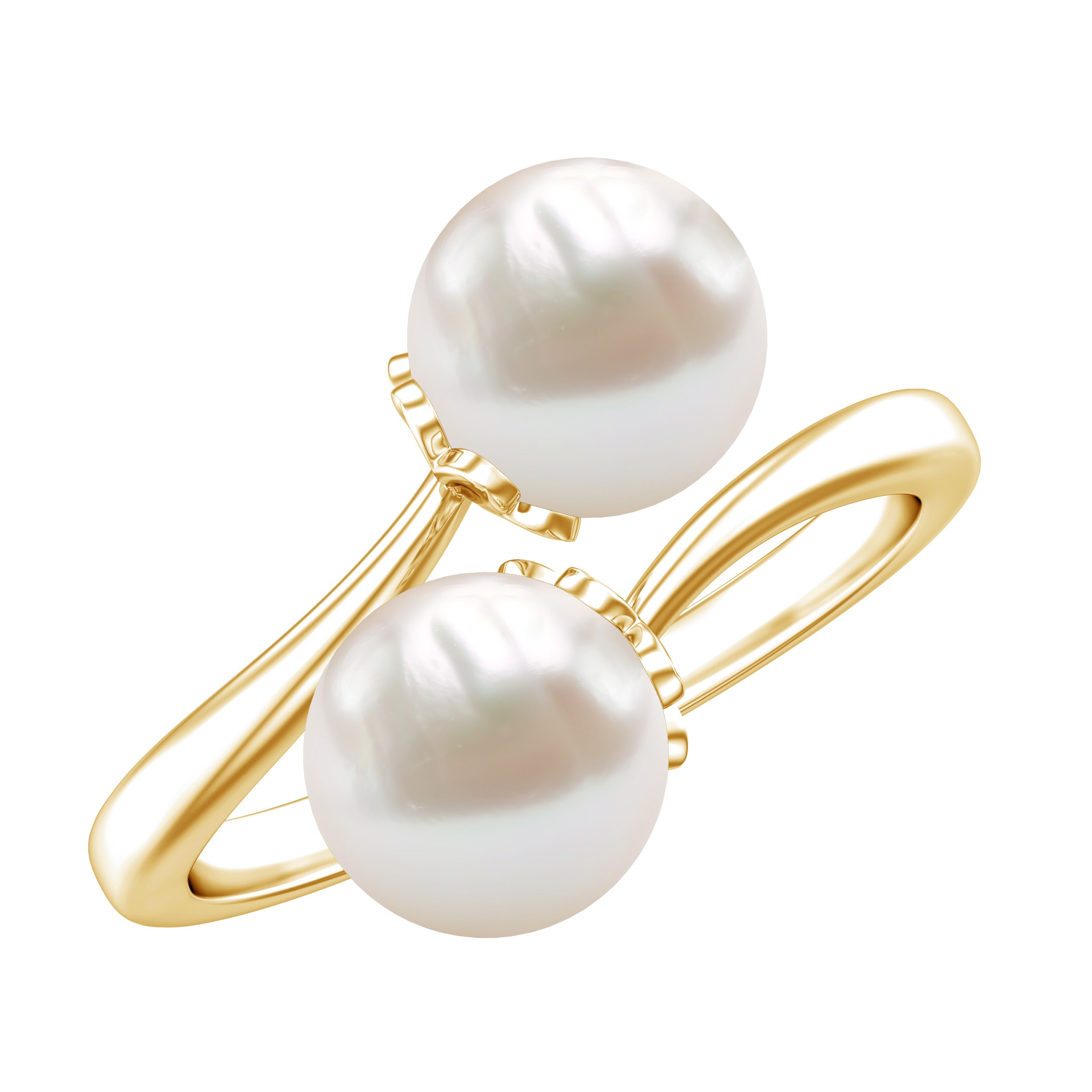 Cultured Freshwater Pearl Bypass Engagement Ring AAA - Rosec Jewels