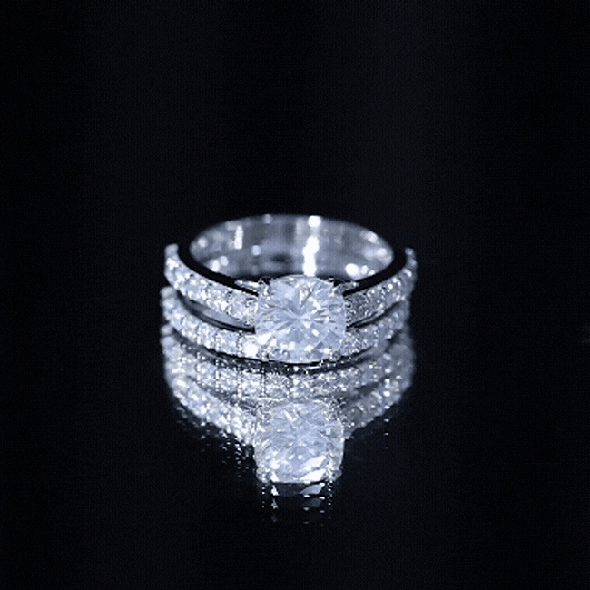 4 CT Prong Set Moissanite Solitaire Engagement Ring with Wedding Band D-VS1 - Rosec Jewels