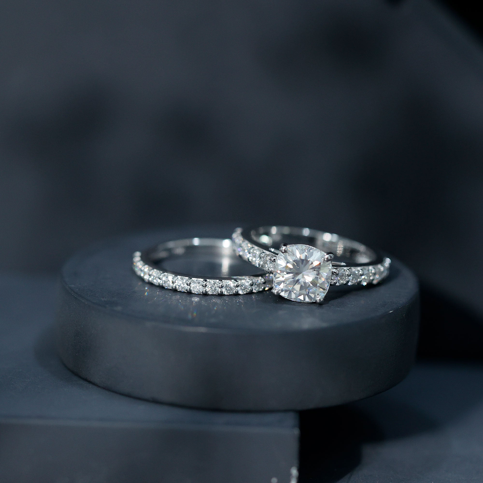 4 CT Prong Set Moissanite Solitaire Engagement Ring with Wedding Band D-VS1 - Rosec Jewels