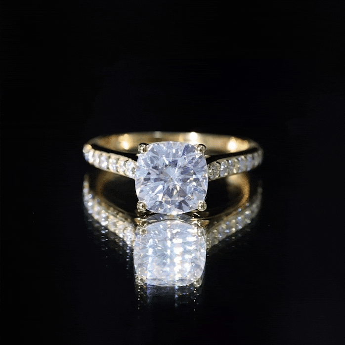 8 MM Cushion Moissanite Cathedral Engagement Ring D-VS1 - Rosec Jewels