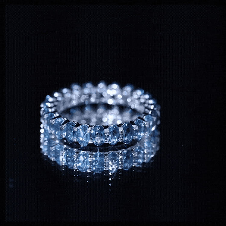 Oval Cut London Blue Topaz Full Eternity Band AAA - Rosec Jewels