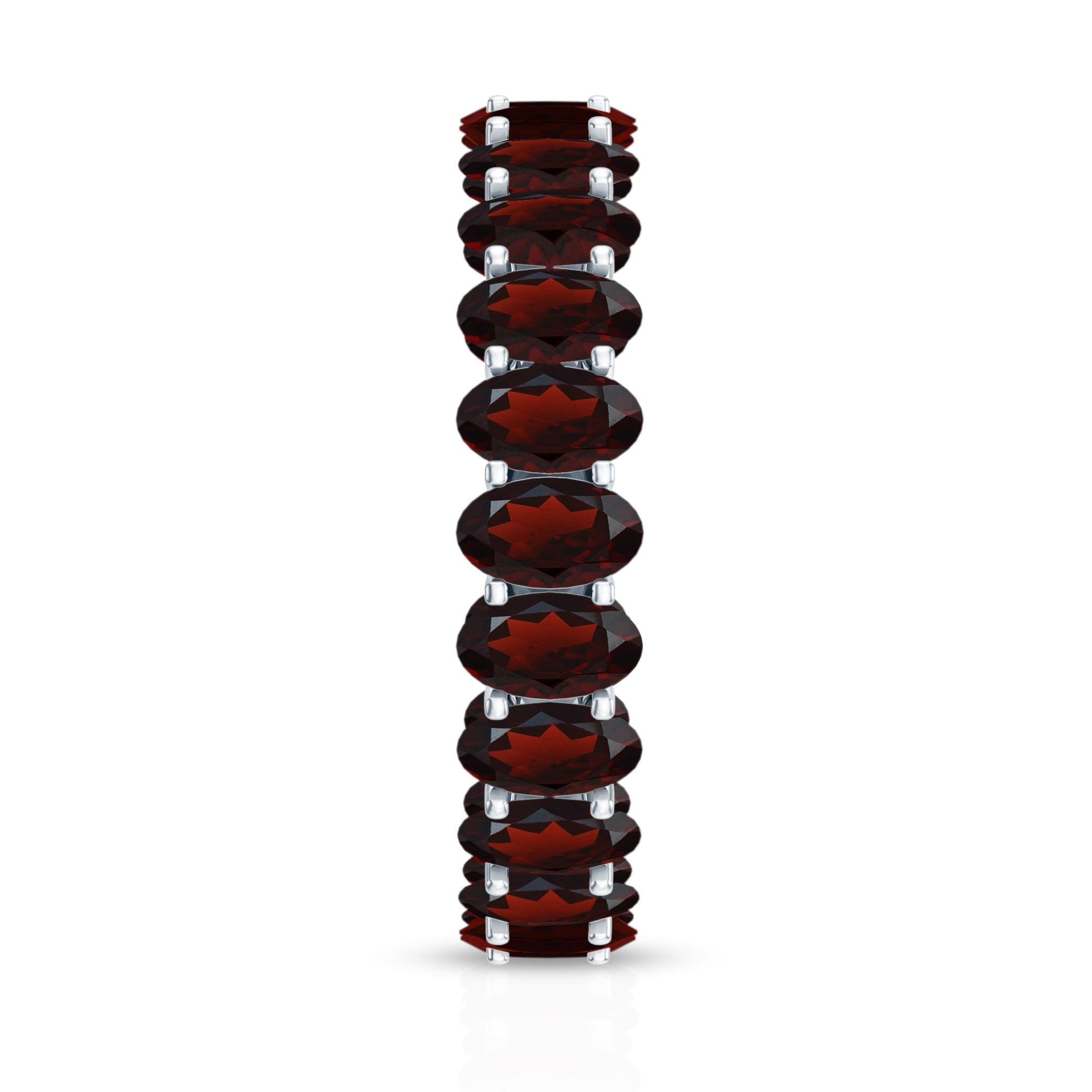 Certified Real Oval Garnet Eternity Ring for Anniversary AAA - Rosec Jewels