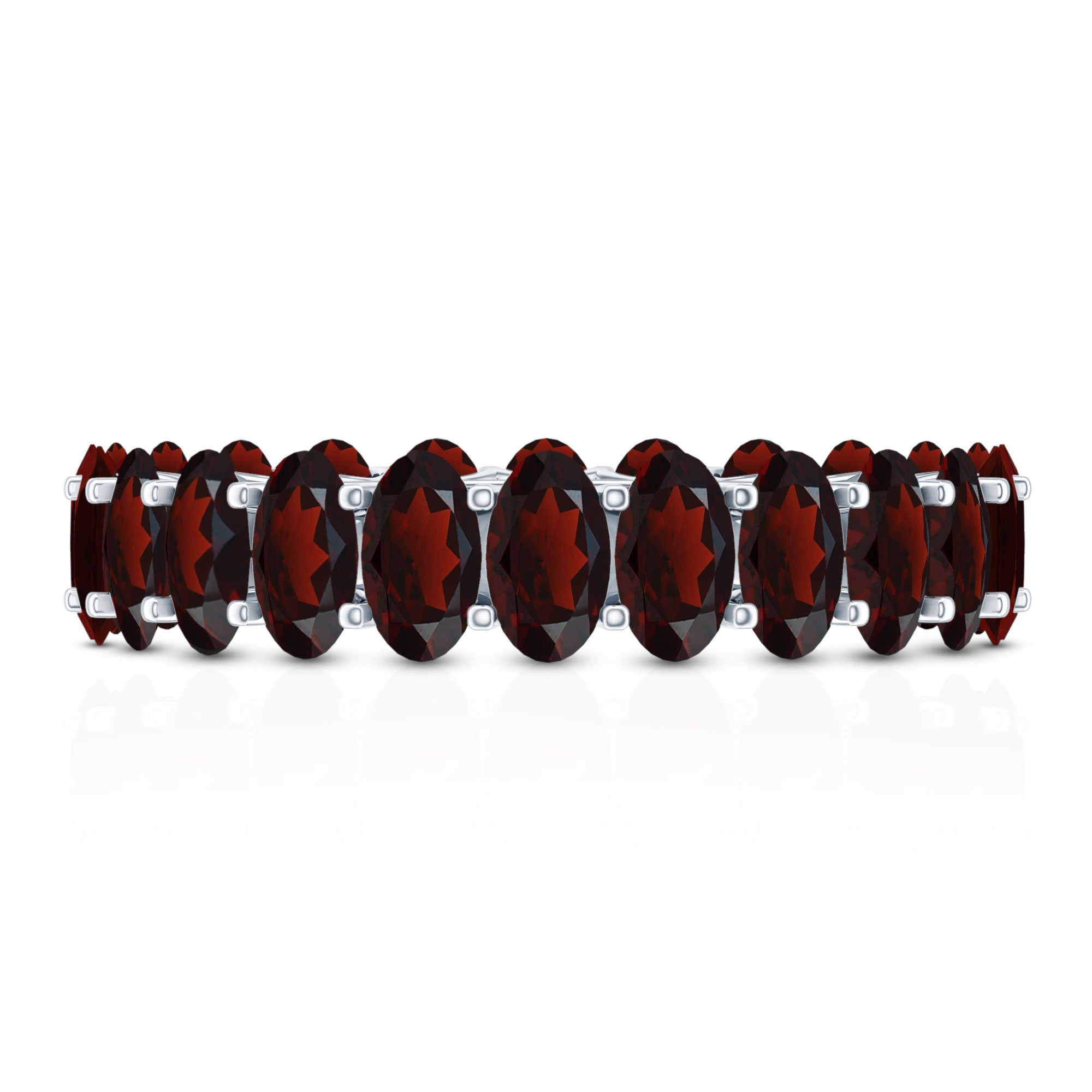 Certified Real Oval Garnet Eternity Ring for Anniversary AAA - Rosec Jewels