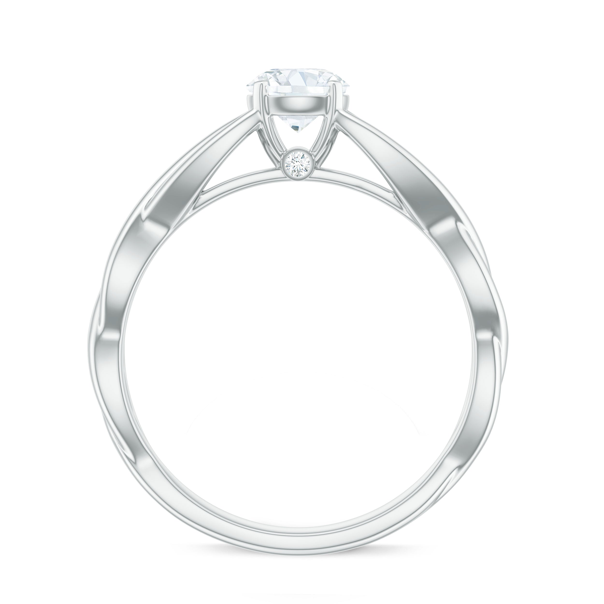 Certified Zircon Solitaire Ring with Crossover Shank AAAA - Rosec Jewels
