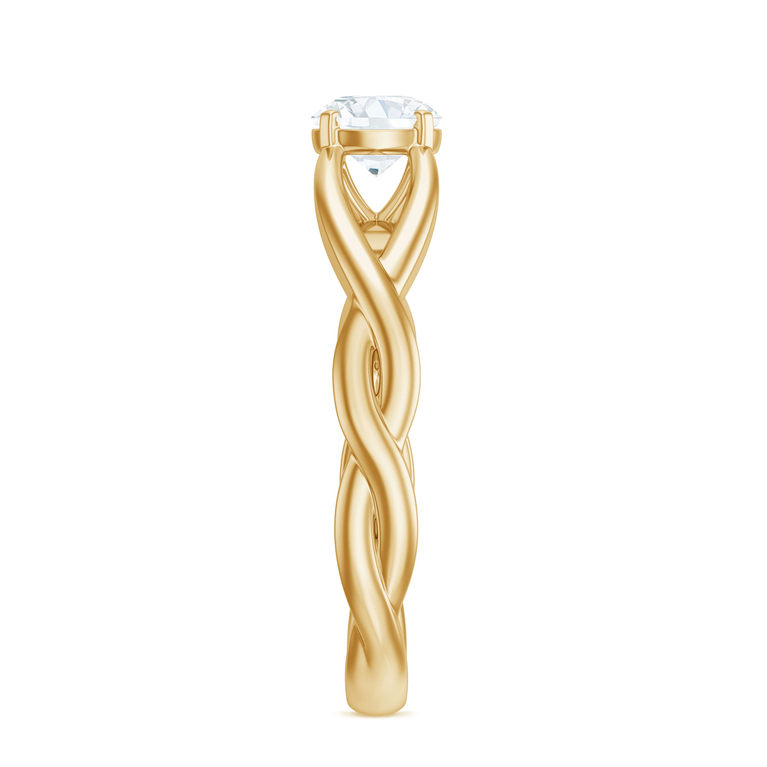 Certified Zircon Solitaire Ring with Crossover Shank AAAA - Rosec Jewels