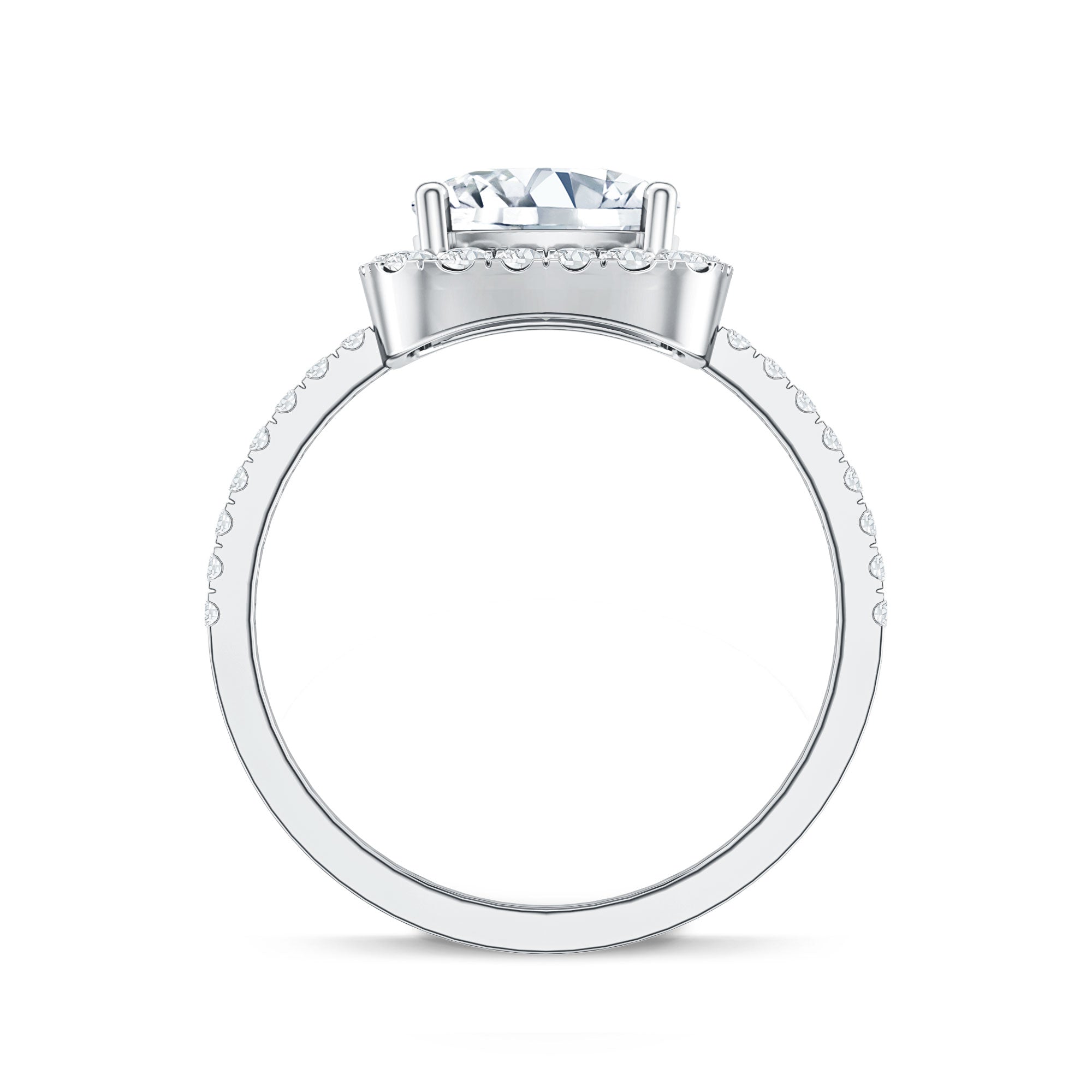 3 Carat Cushion Cut Moissanite Halo Engagement Ring for Women D-VS1 - Rosec Jewels