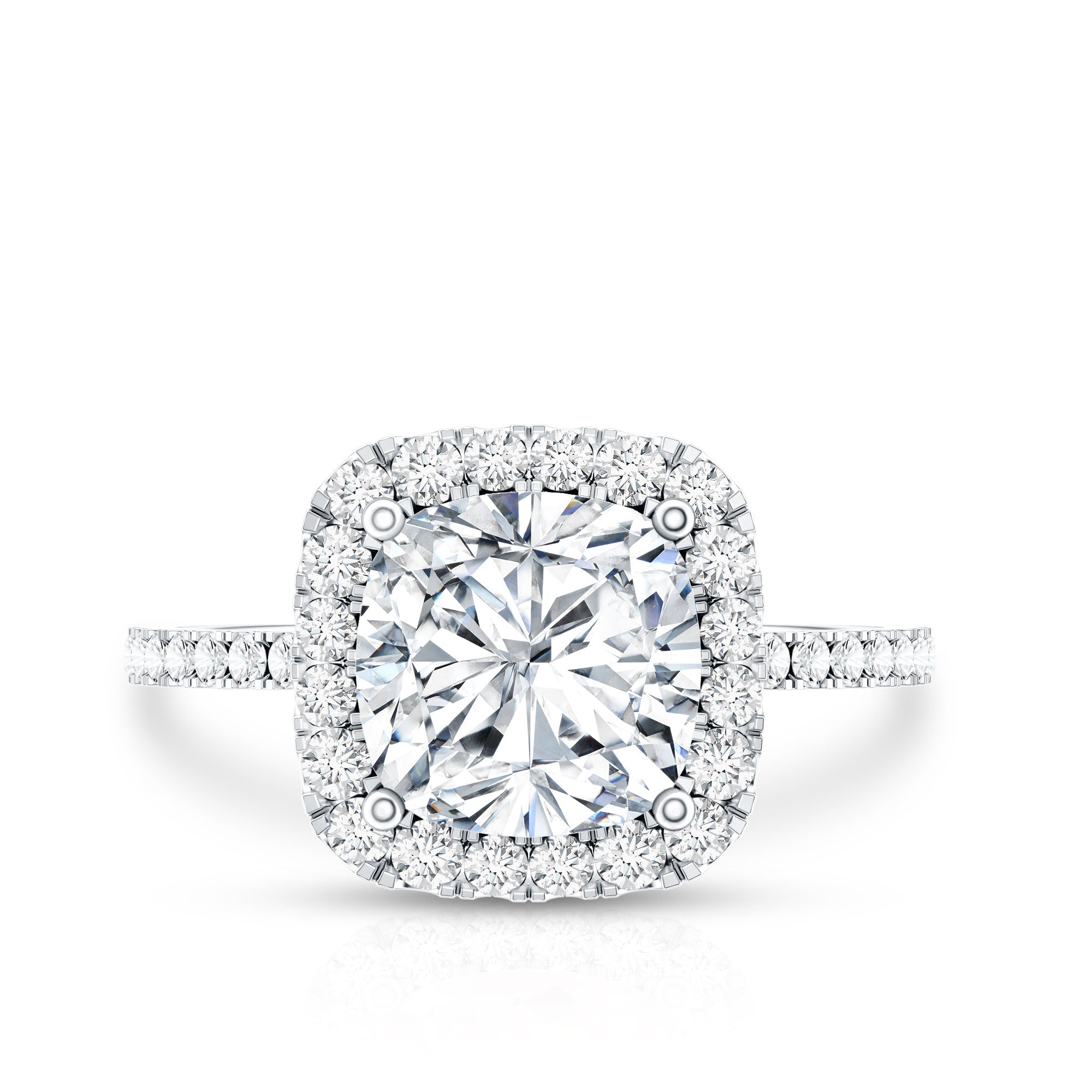 3 Carat Cushion Cut Moissanite Halo Engagement Ring for Women D-VS1 - Rosec Jewels