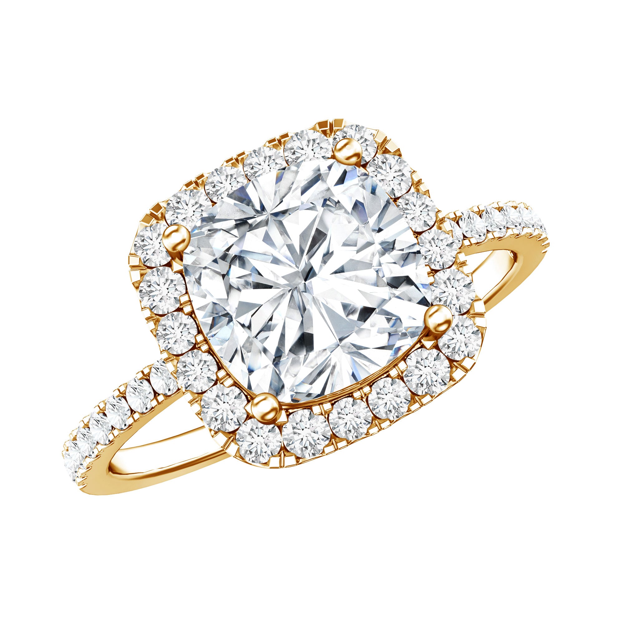 3 Carat Cushion Cut Moissanite Halo Engagement Ring for Women D-VS1 - Rosec Jewels